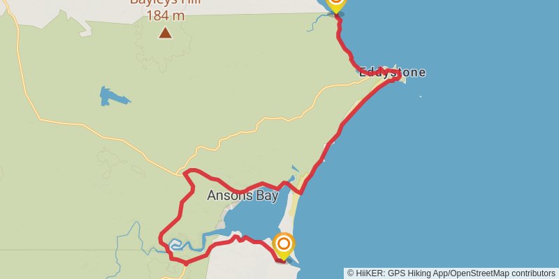 Bay Of Fires Lodge Walk stage 2 Map