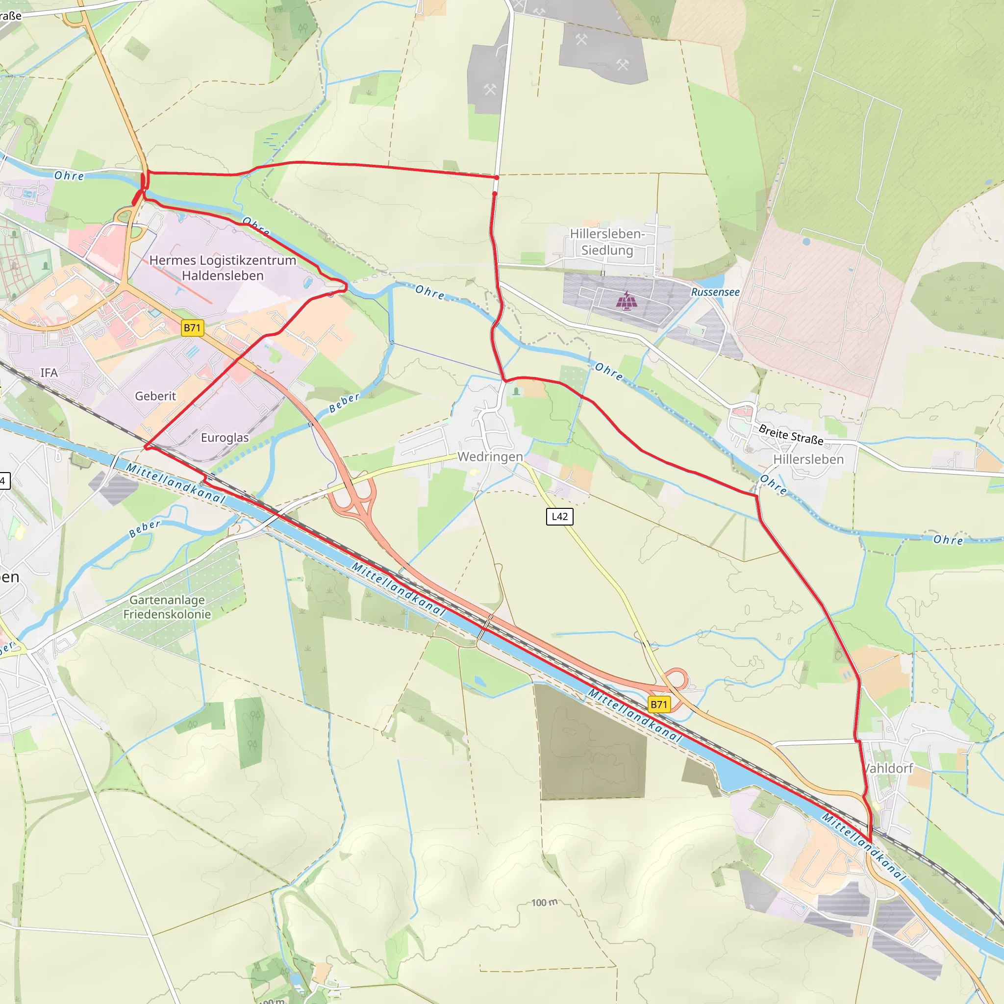 Wedringen Loop via Mittellandkanal mobile static map