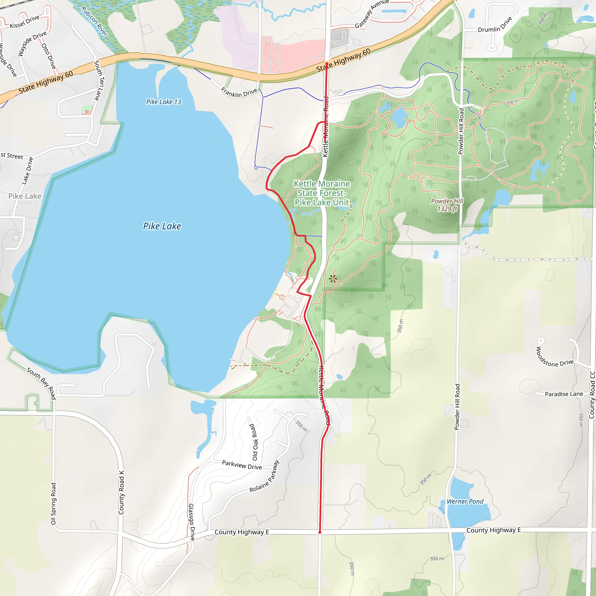 Kettle Moraine Road mobile static map