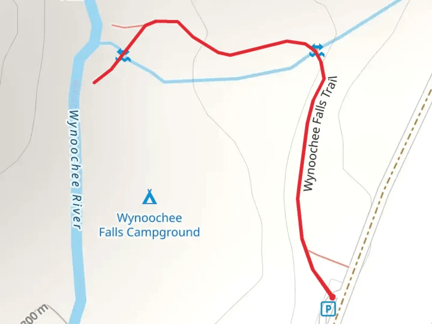An image depicting the trail Wynoochee Falls Trail and its surrounding area.