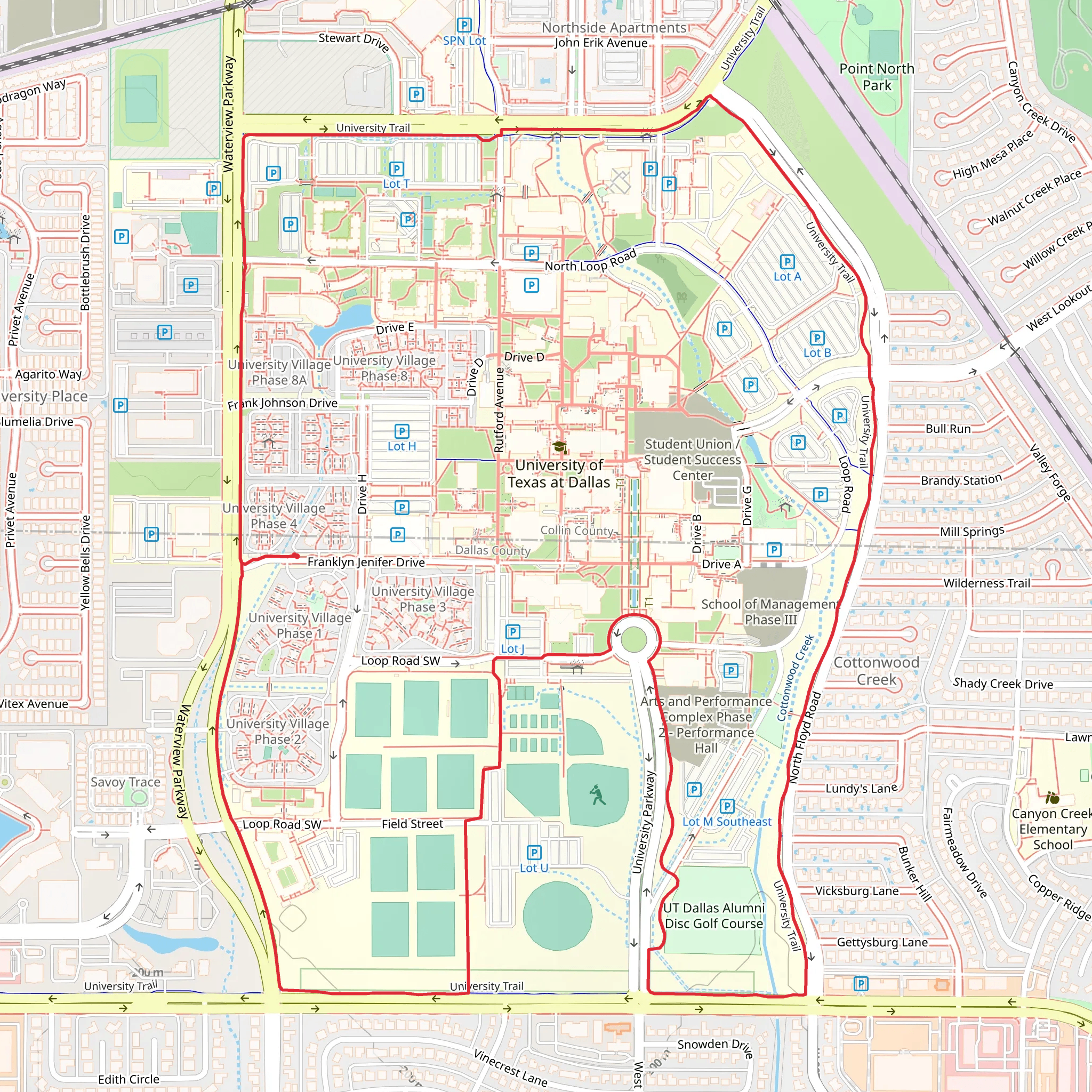 University Parkway Loop Trail mobile static map