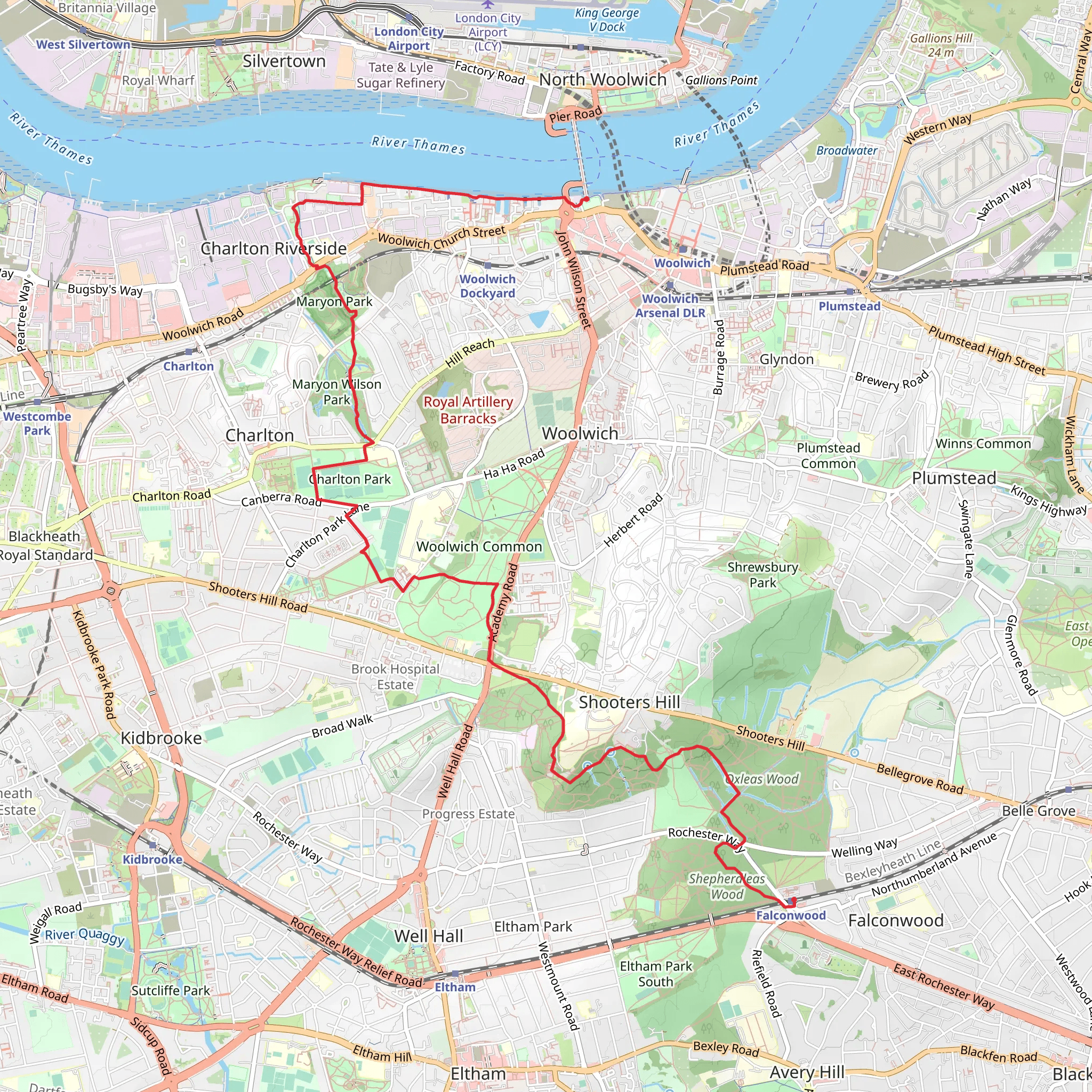 Maryon Park and Oxleas Wood Walk mobile static map