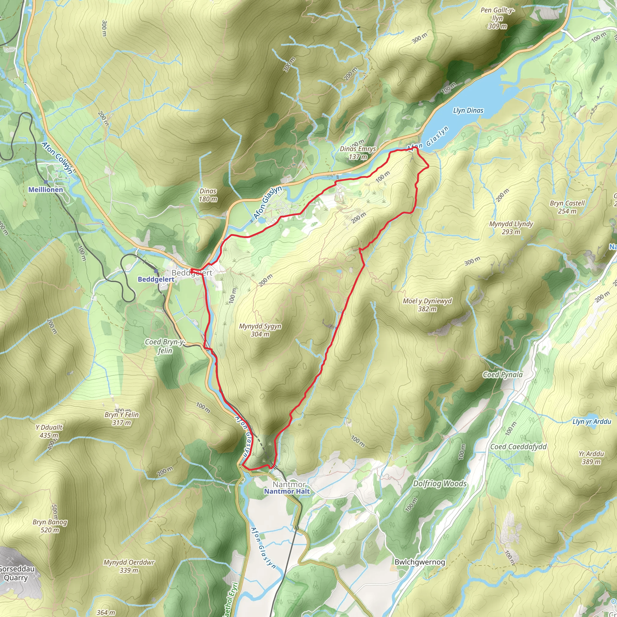 Aberglaslyn and Cwm Bychan from Beddgelert mobile static map