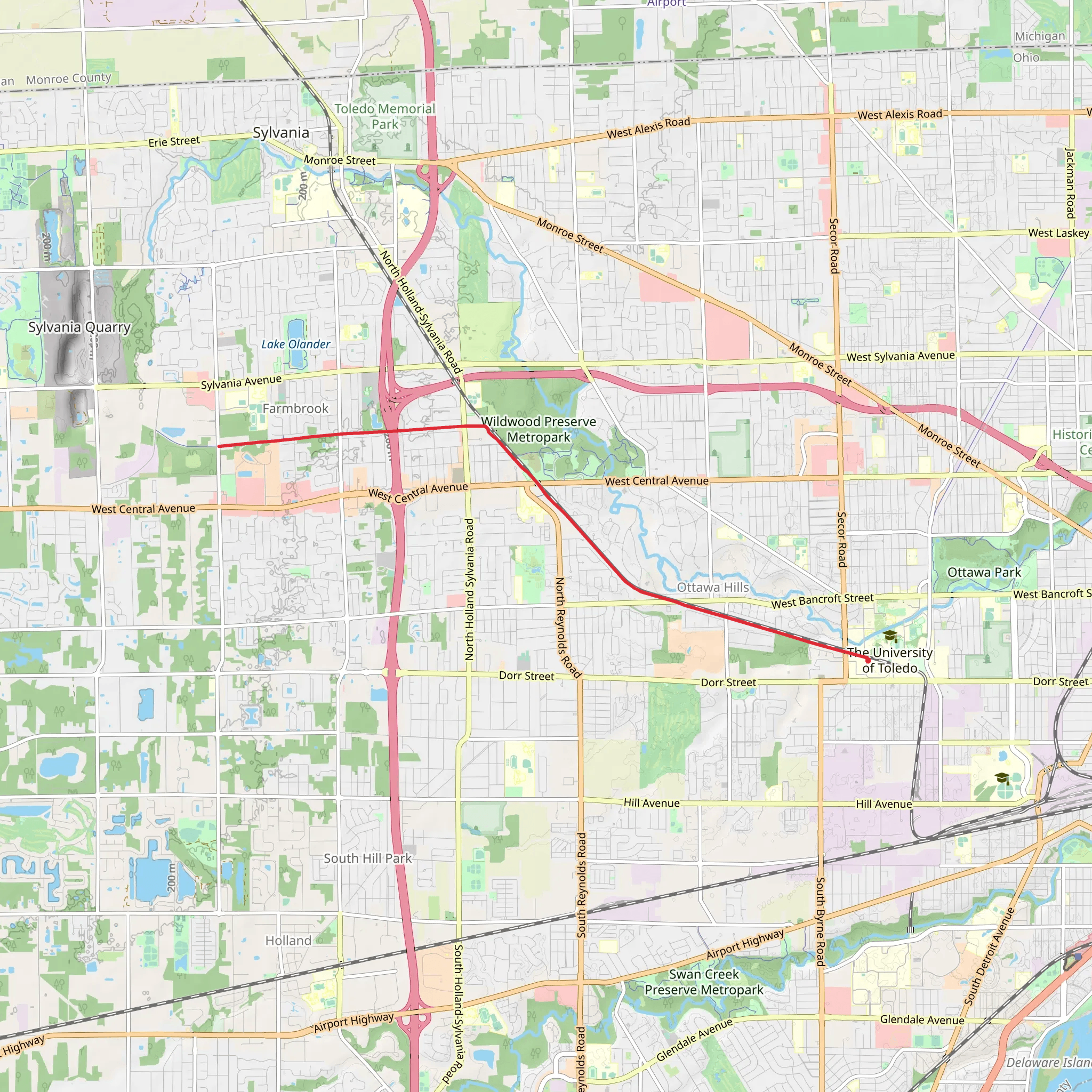 The University Parks Trail - Ottawa Hills mobile static map