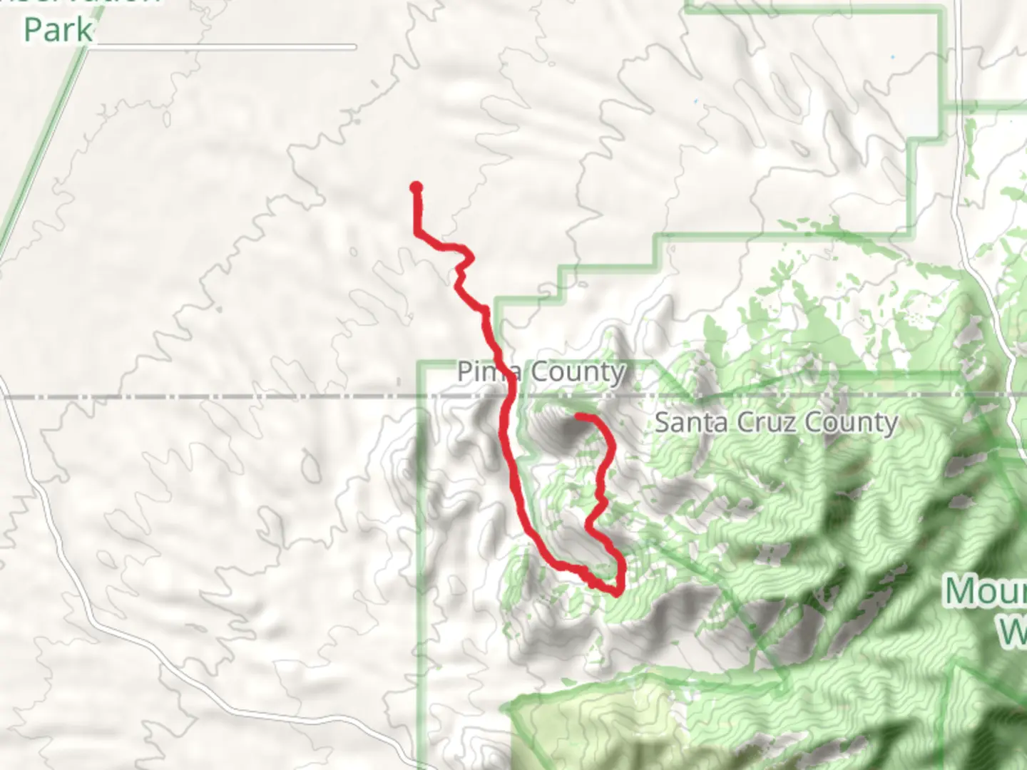 An image depicting the trail Elephant Head via South Monarch Way and its surrounding area.
