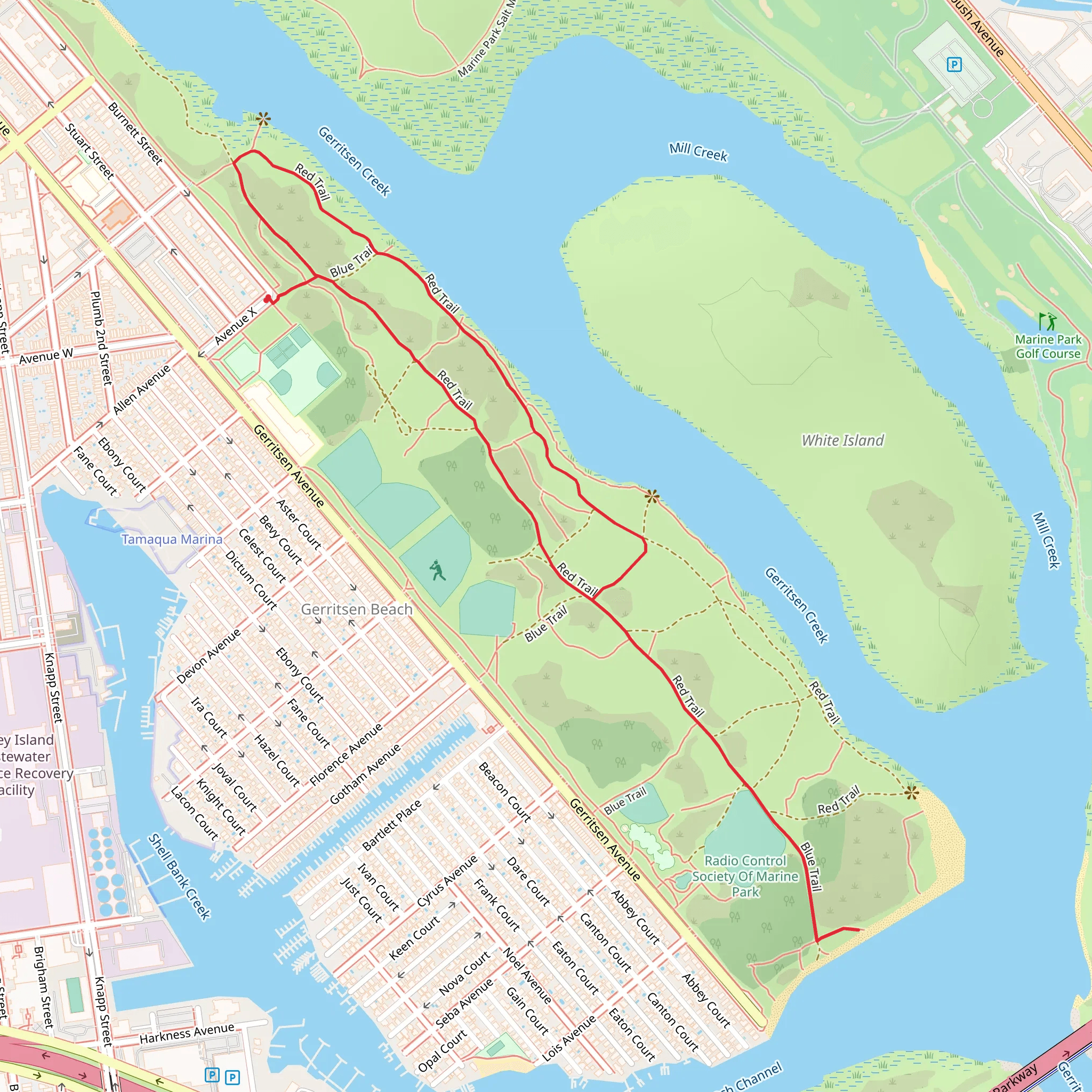 Red Trail via Gerritsen Creek mobile static map