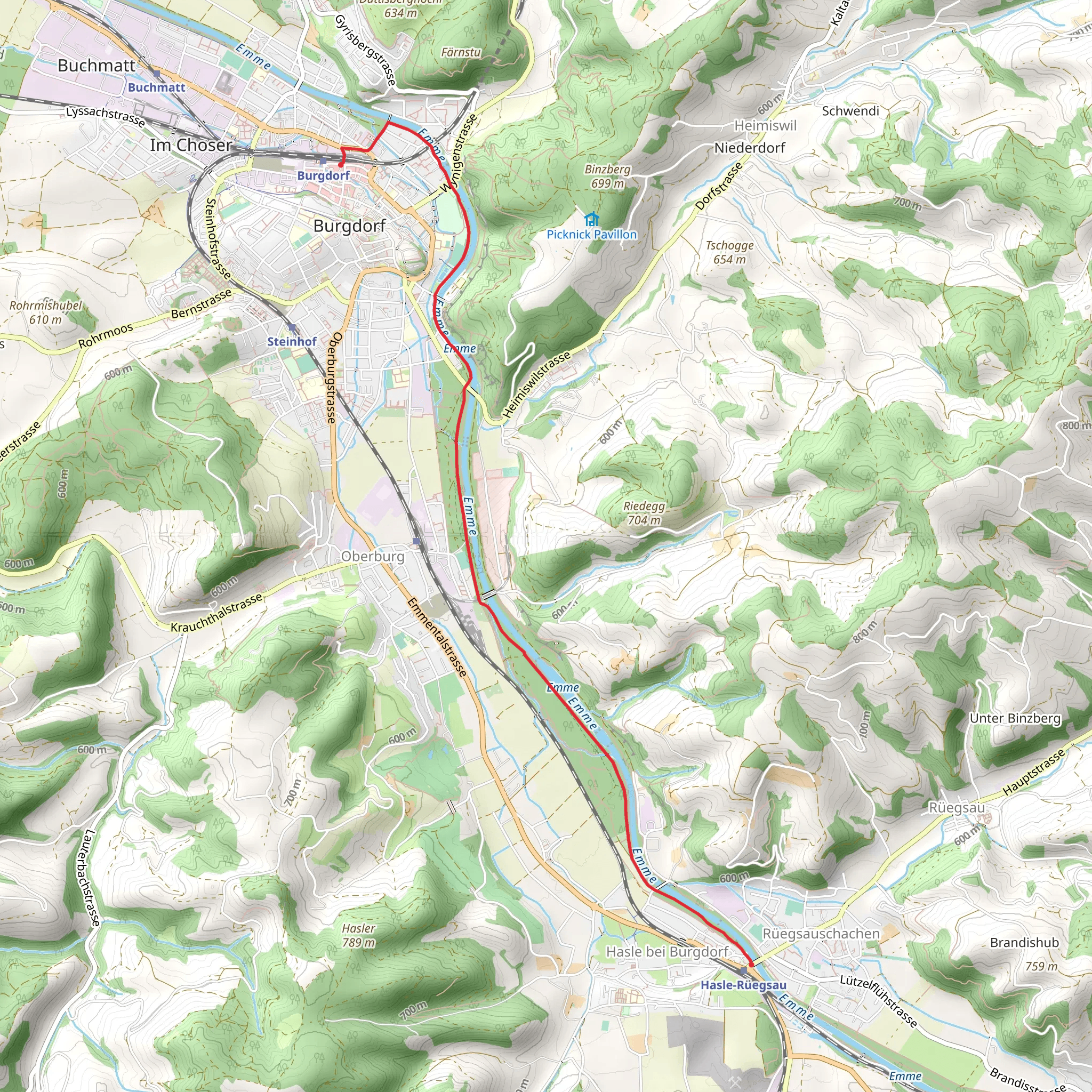 Emme-Uferweg mobile static map