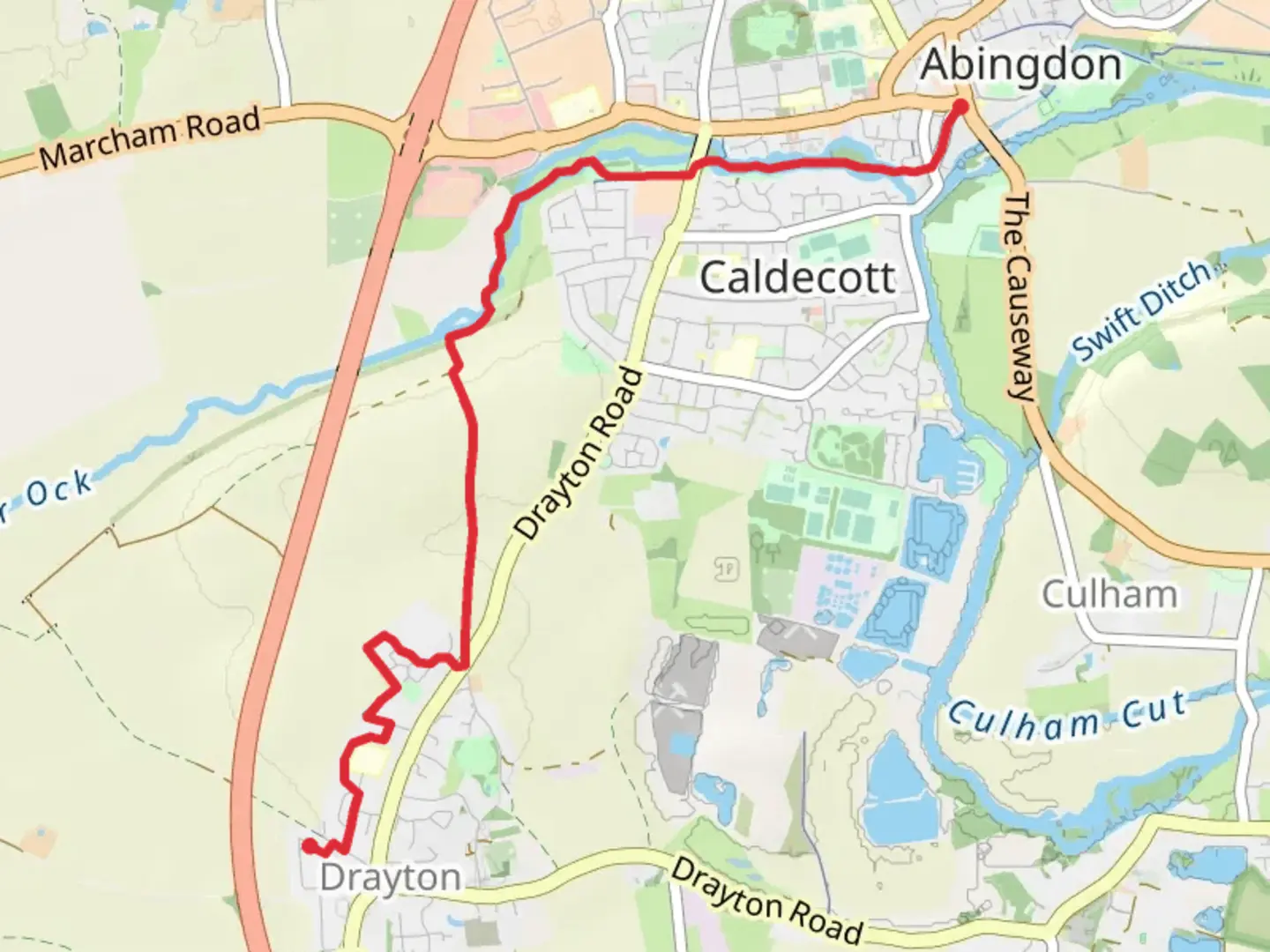 An image depicting the trail Drayton and River Ock and its surrounding area.