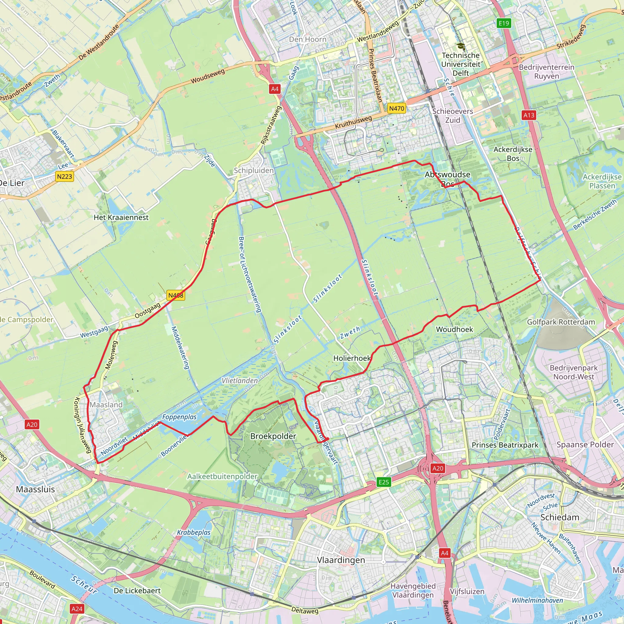 Huigenhofpad, Sint Maartensrechtpad, Gaagpad and Fopenpolderpad Loop mobile static map