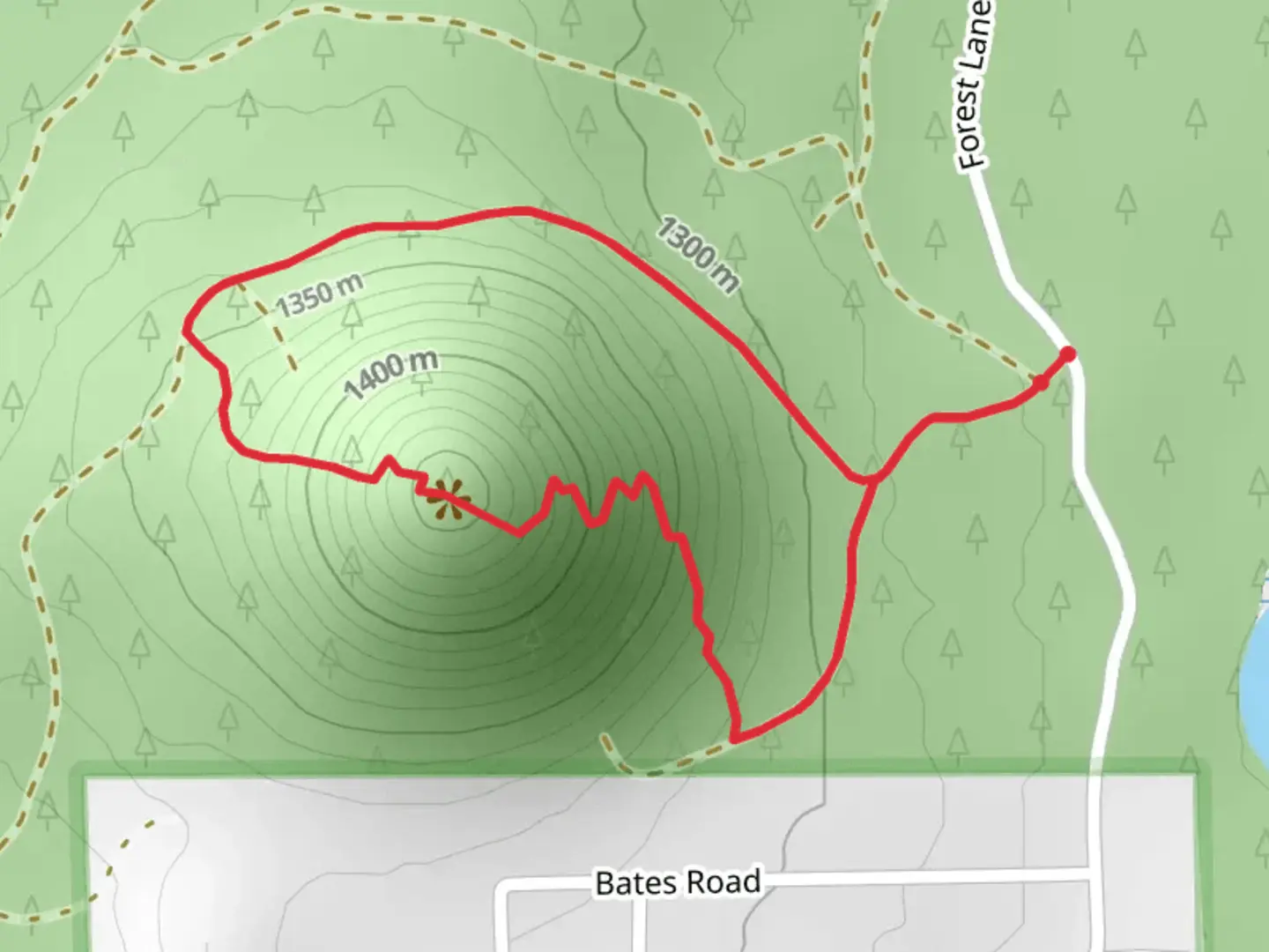 An image depicting the trail Bates Butte Loop and its surrounding area.