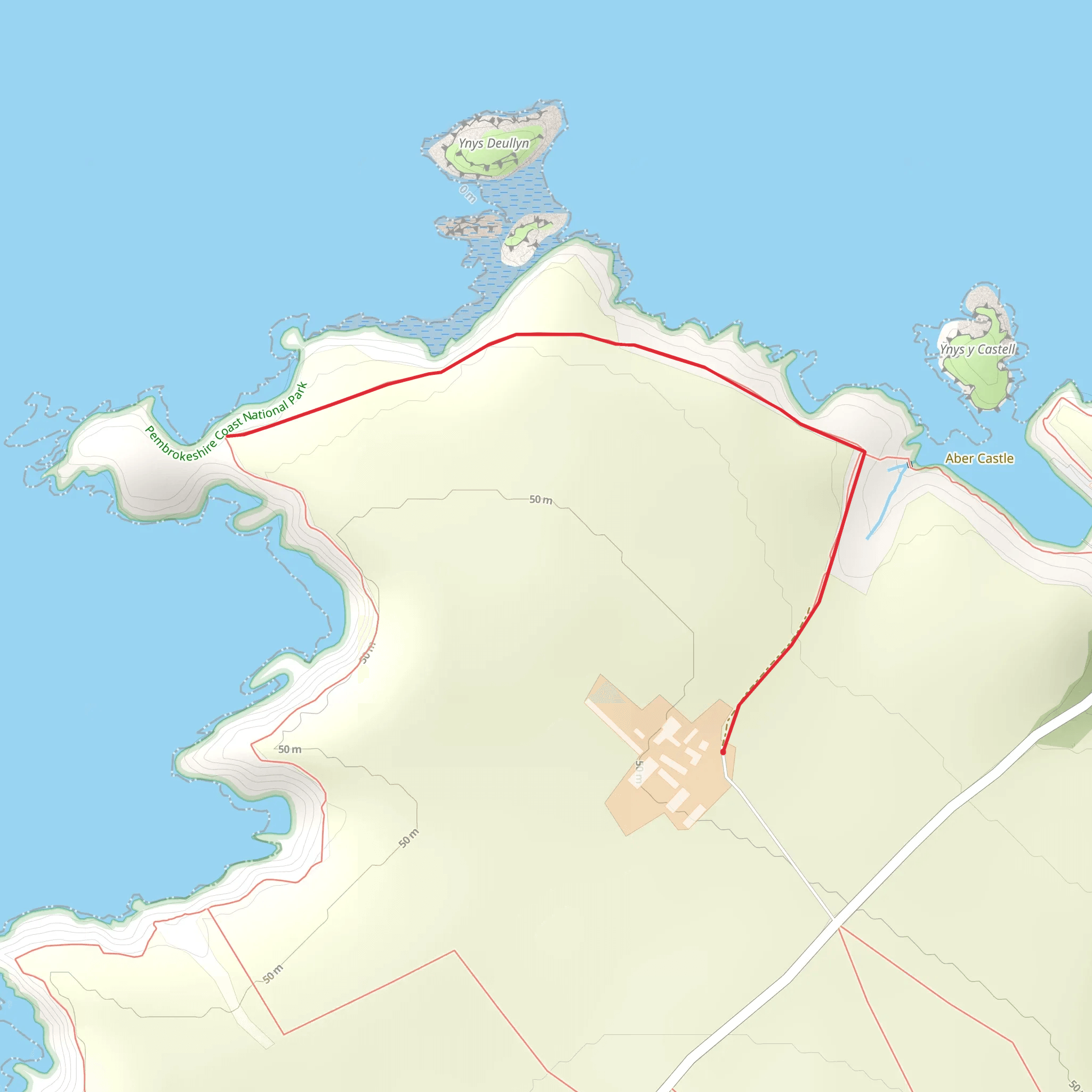 Longhouse To Pen Castell - Coch mobile static map
