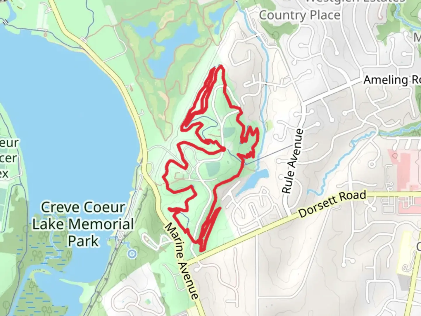 An image depicting the trail Bootlegger's Run Loop Trail and its surrounding area.