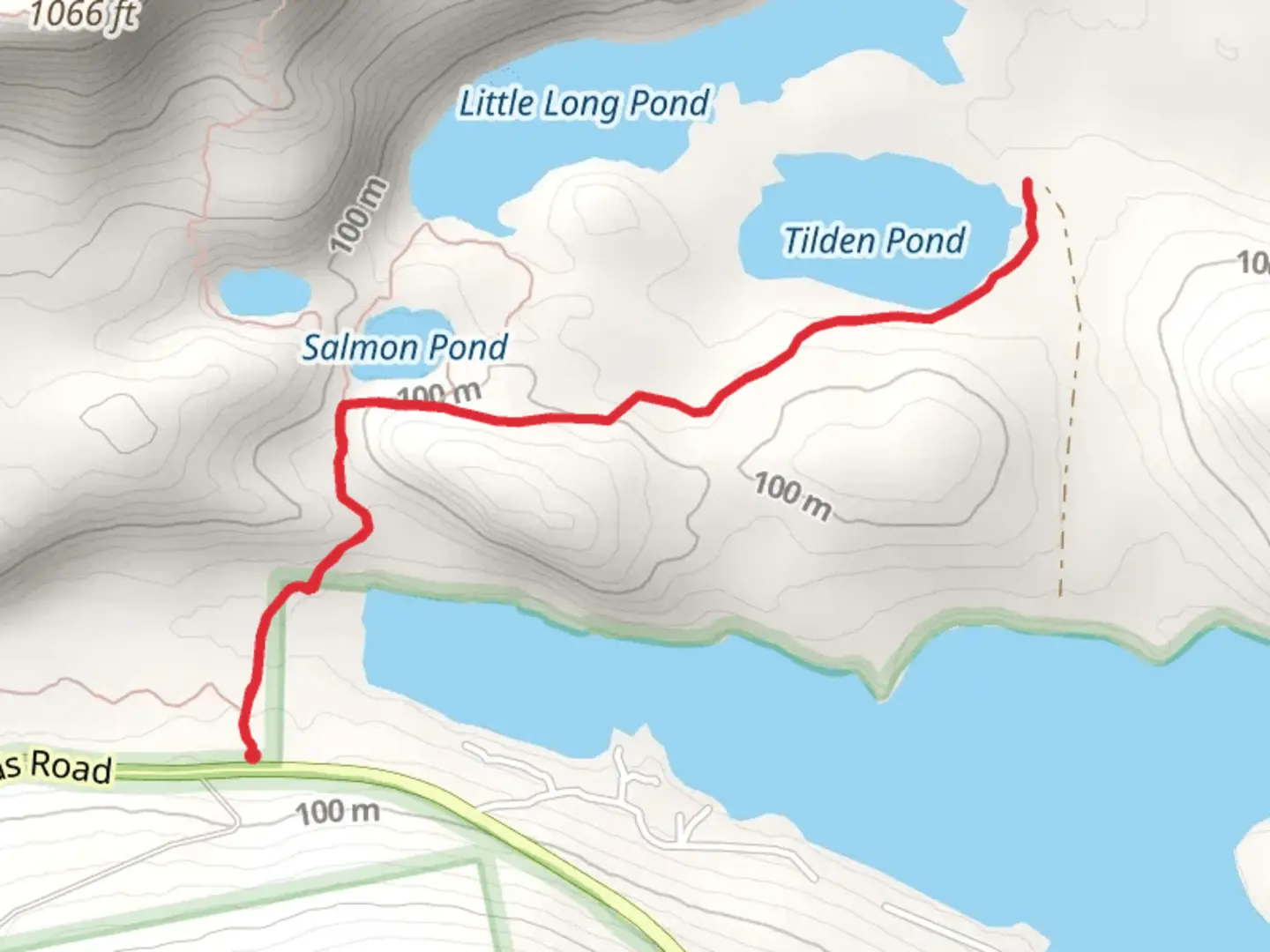 An image depicting the trail Tilden Pond Trail and its surrounding area.