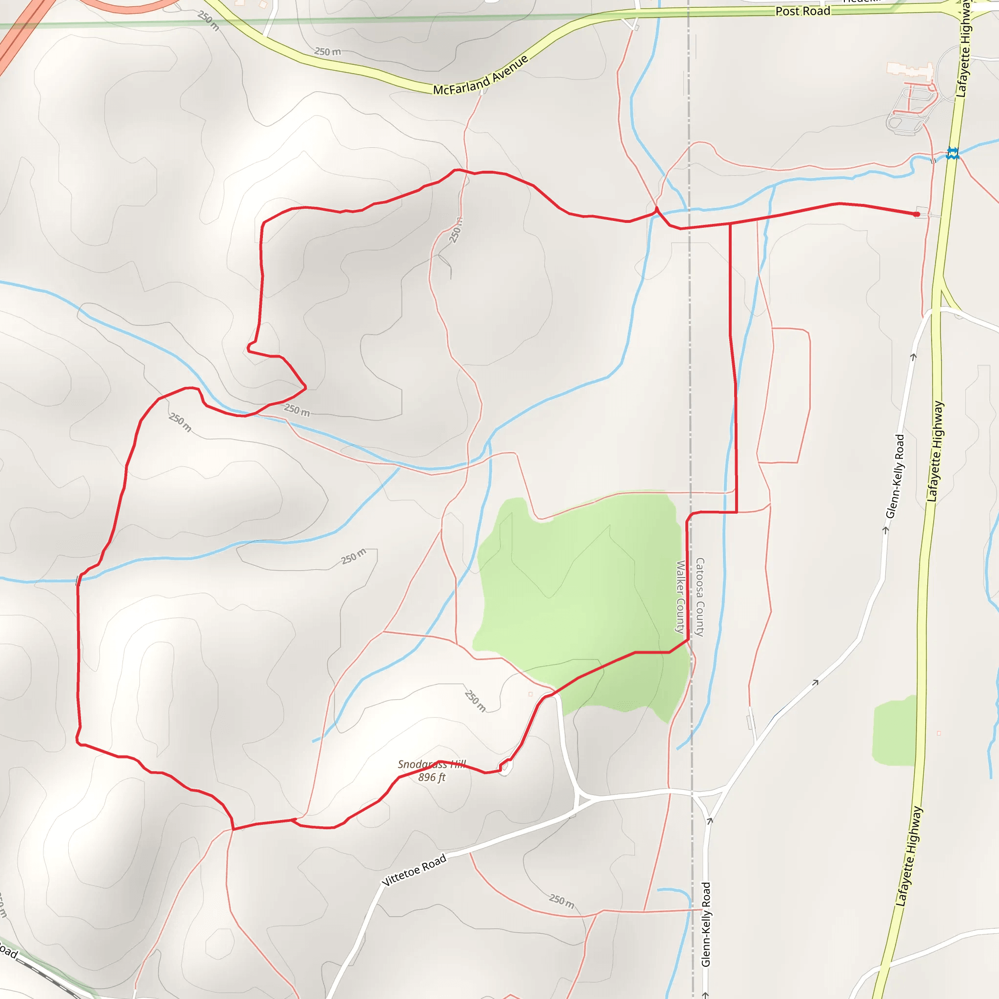 Snodgrass Hill Loop from Lafayette Highway mobile static map