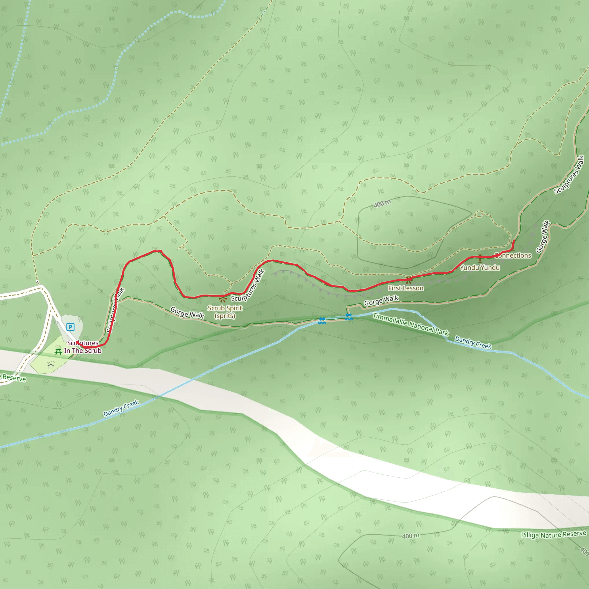 Sculptures in the Scrub Walking Track mobile static map