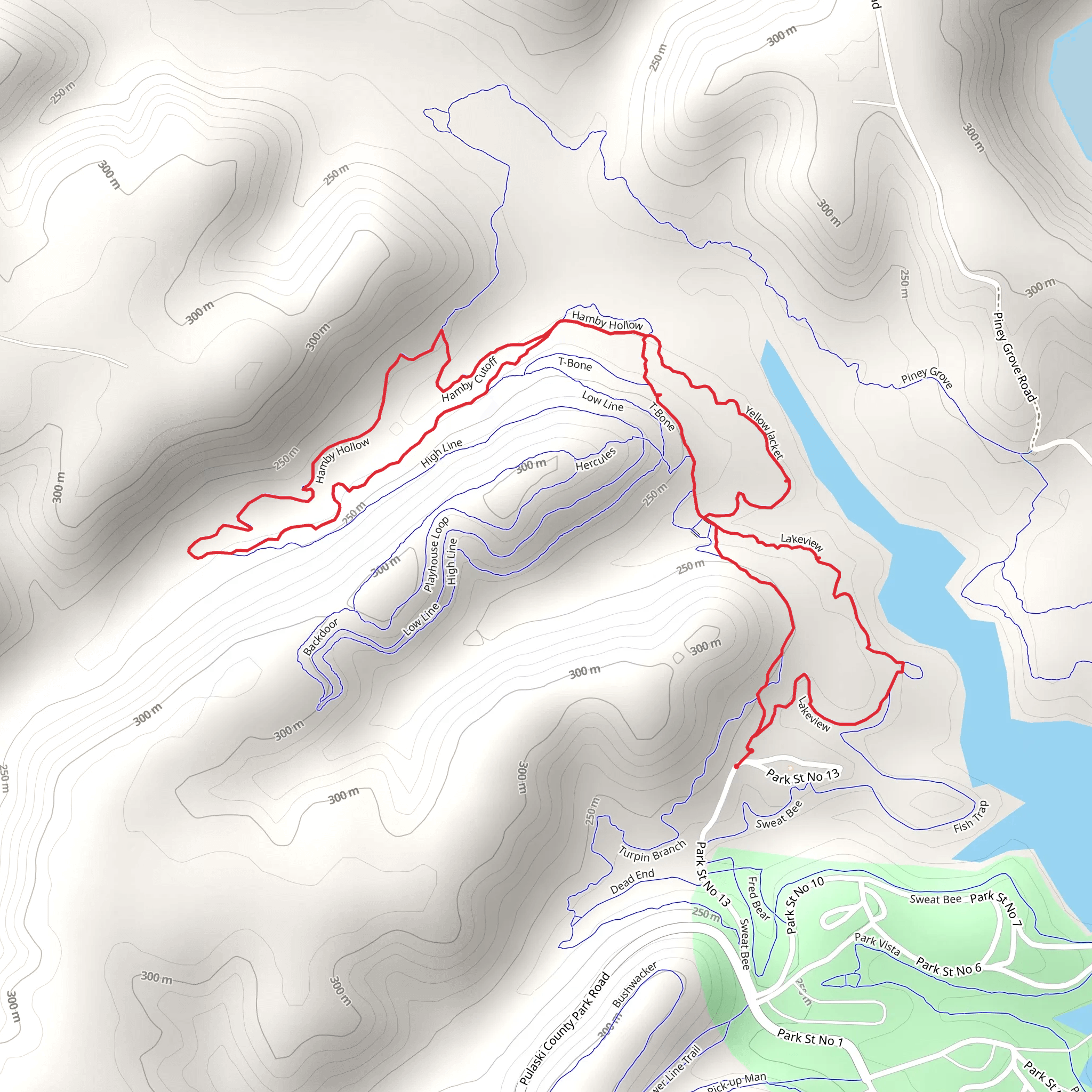 Lakeview, Hambly Hollow and Raven's Run Loop mobile static map