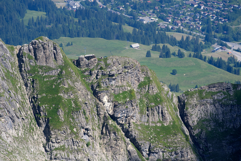 An image depicting the trail Flühli - Chessiloch Waterfall and its surrounding area.