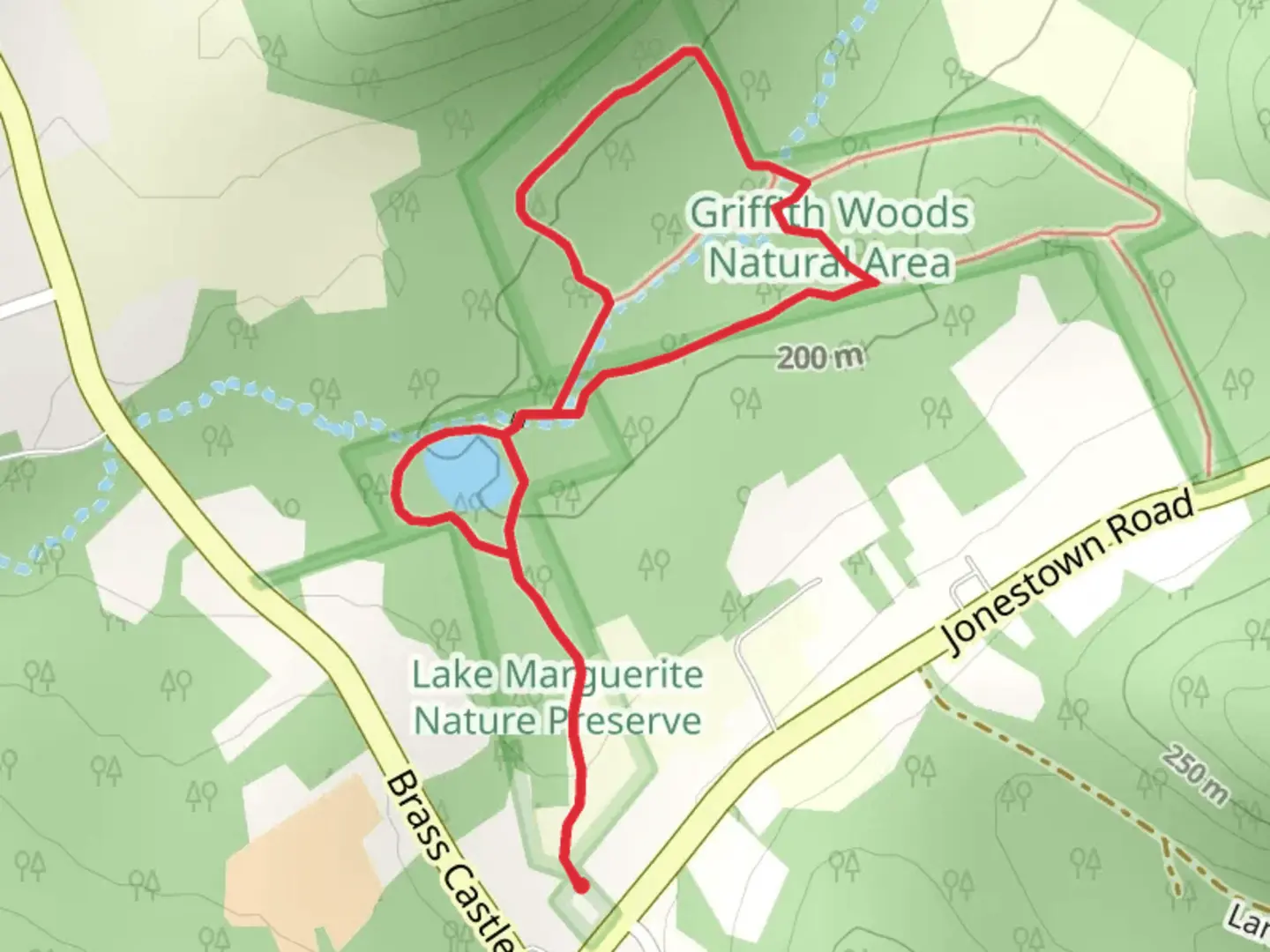 An image depicting the trail Jonestown Road North Loop and its surrounding area.