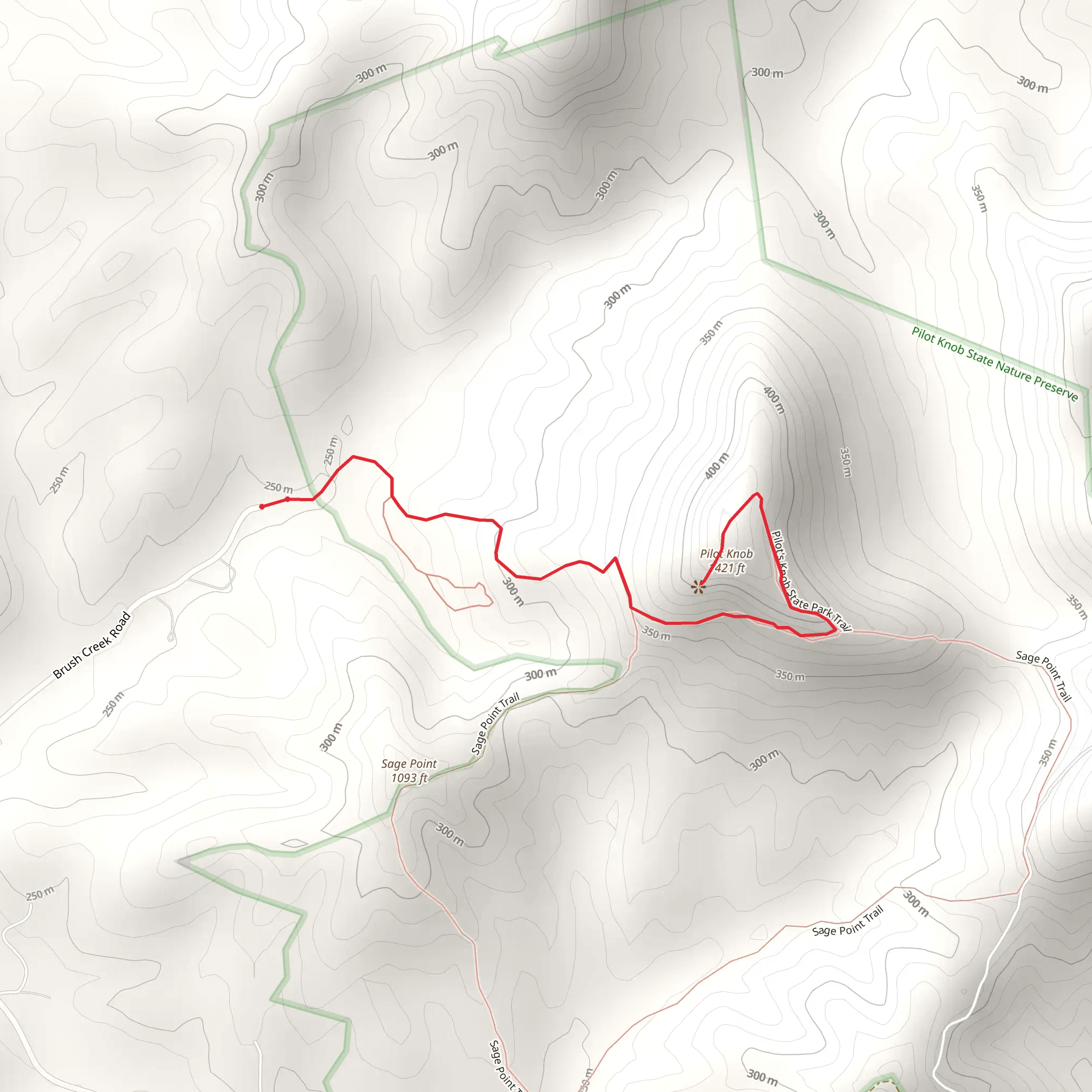 Pilot Knob via Pilot's Knob State Park Parking mobile static map