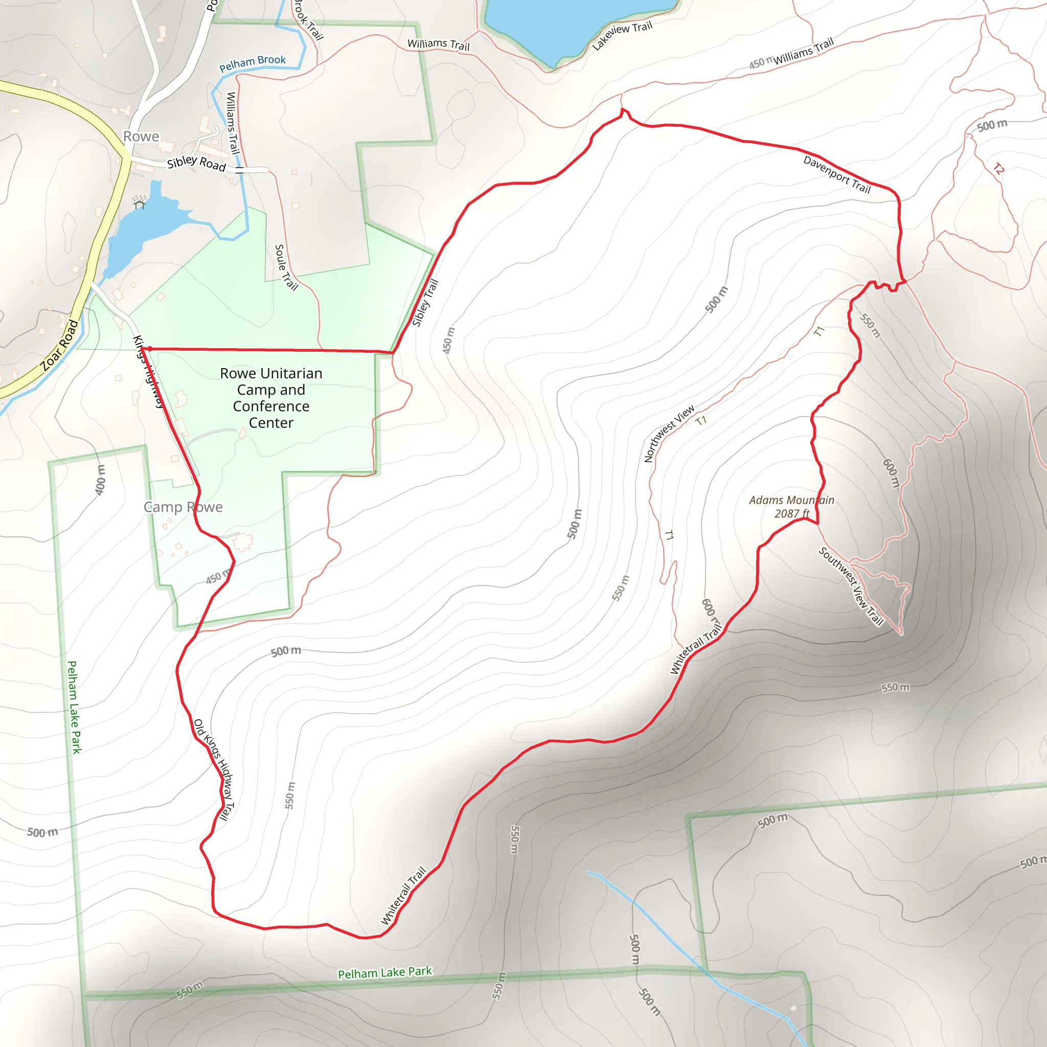 Adams Mountain Loop Trail mobile static map