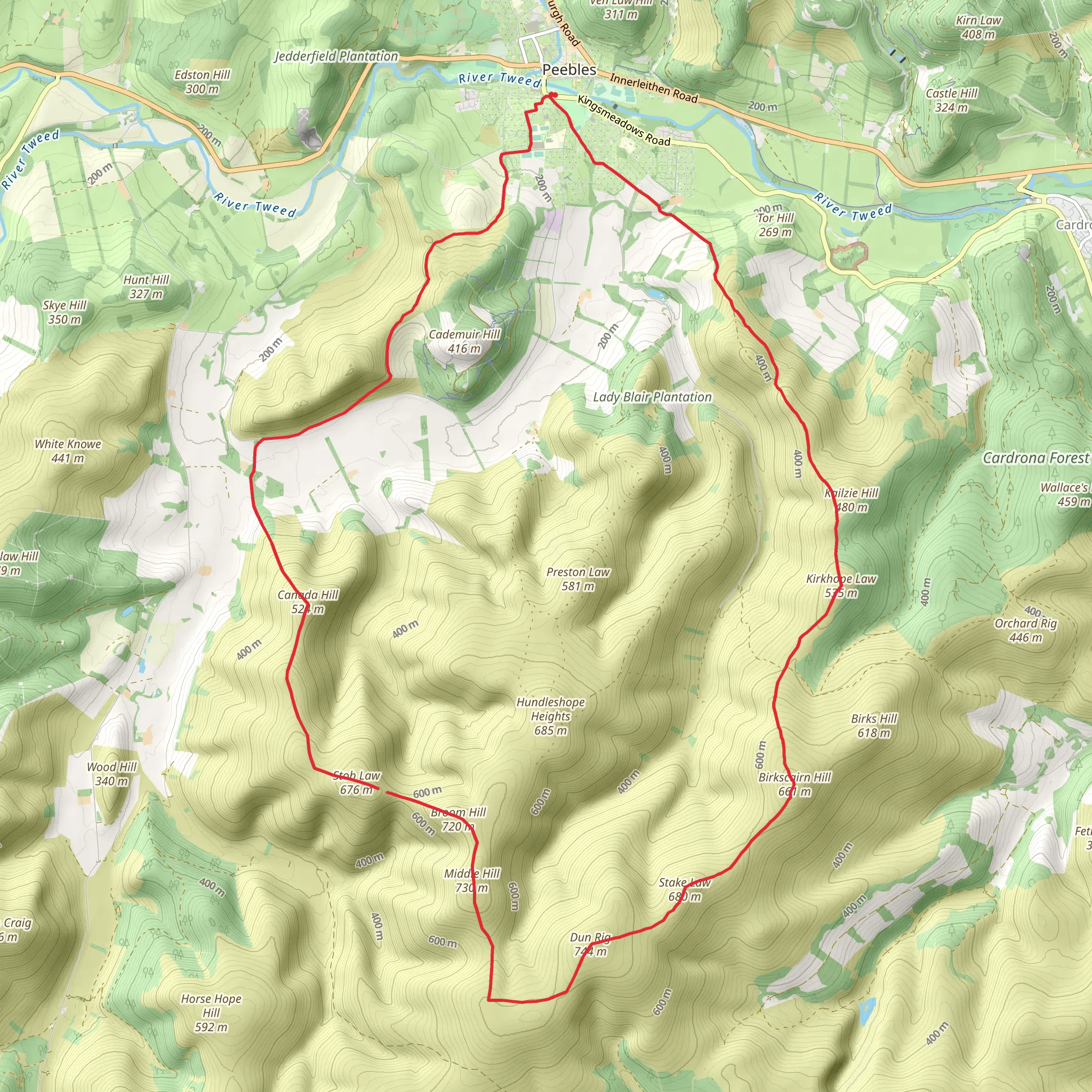 Glen Sax Loop from Peebles mobile static map