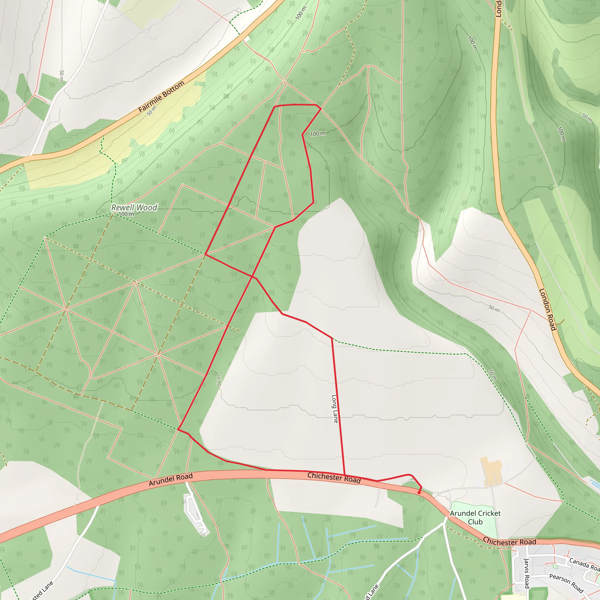 Rewell Wood Loop mobile static map