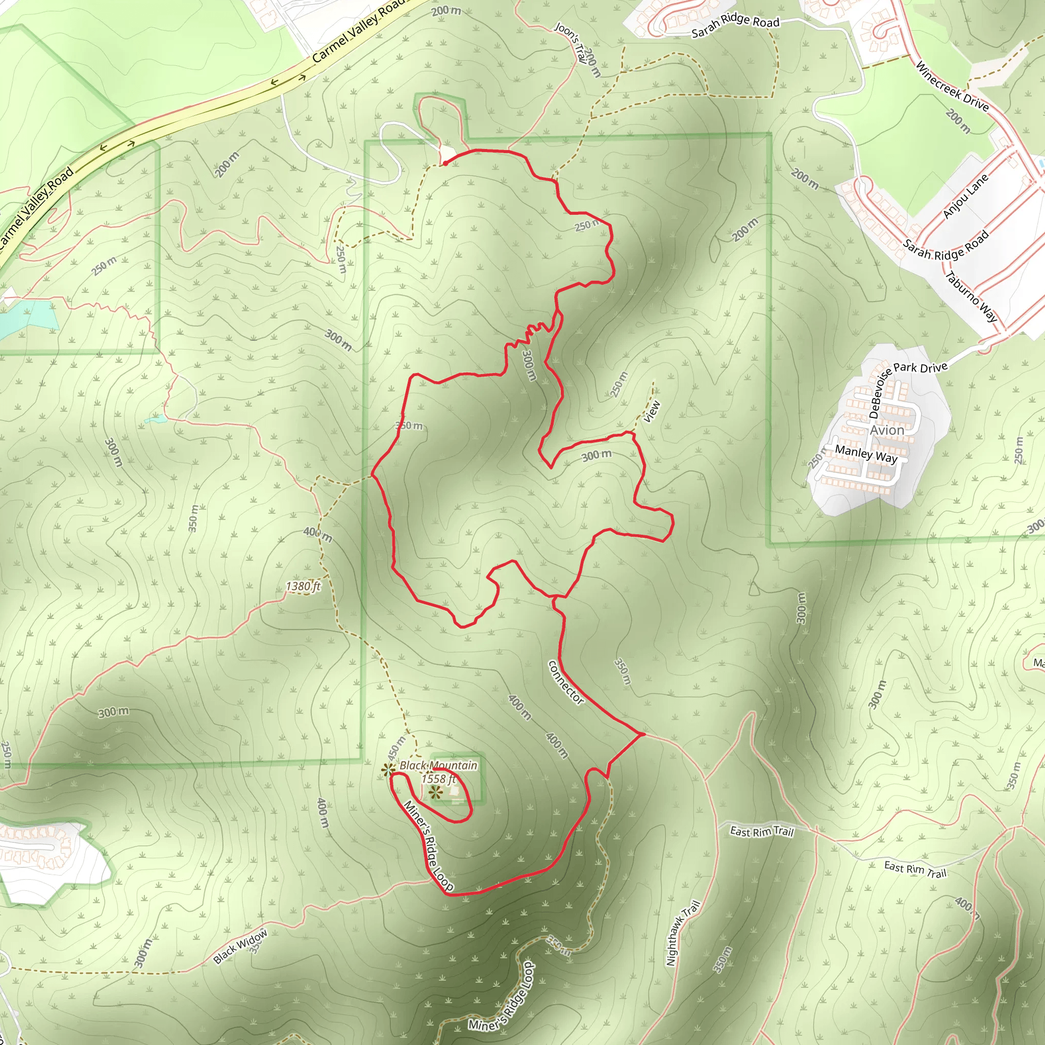 Black Mountain - Miner's Ridge Loop Trail mobile static map