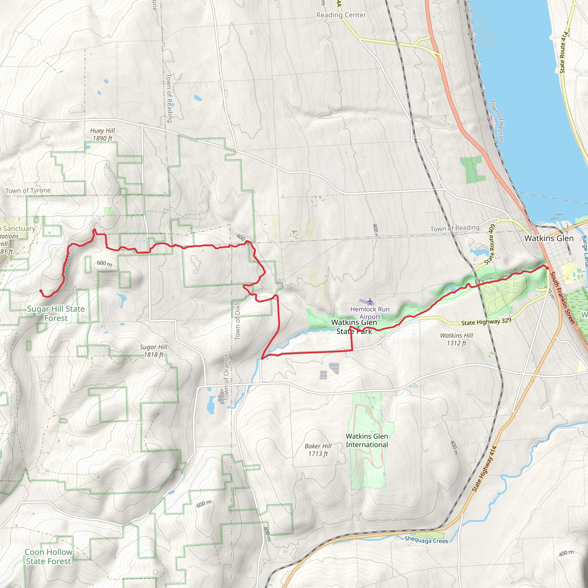 Maple Lane to Glen Creek via Finger Lakes - North Country Trail mobile static map