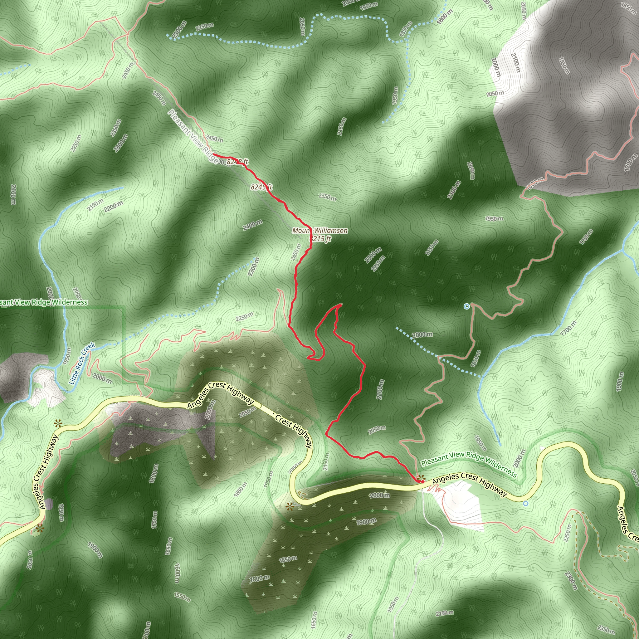 Mount Williamson via PCT mobile static map