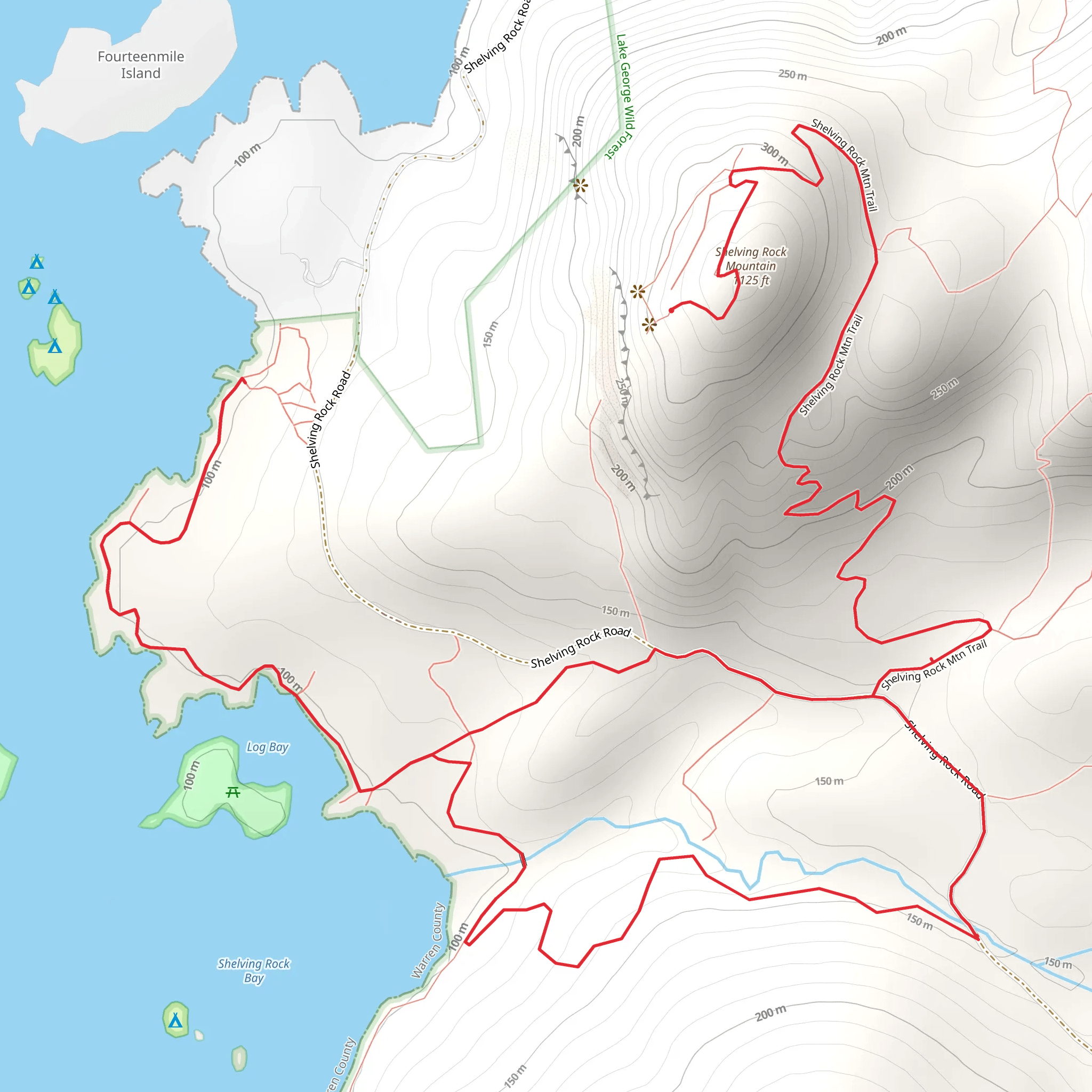 Shelving Rock Mountain and Shelving Rock Bay Trail mobile static map