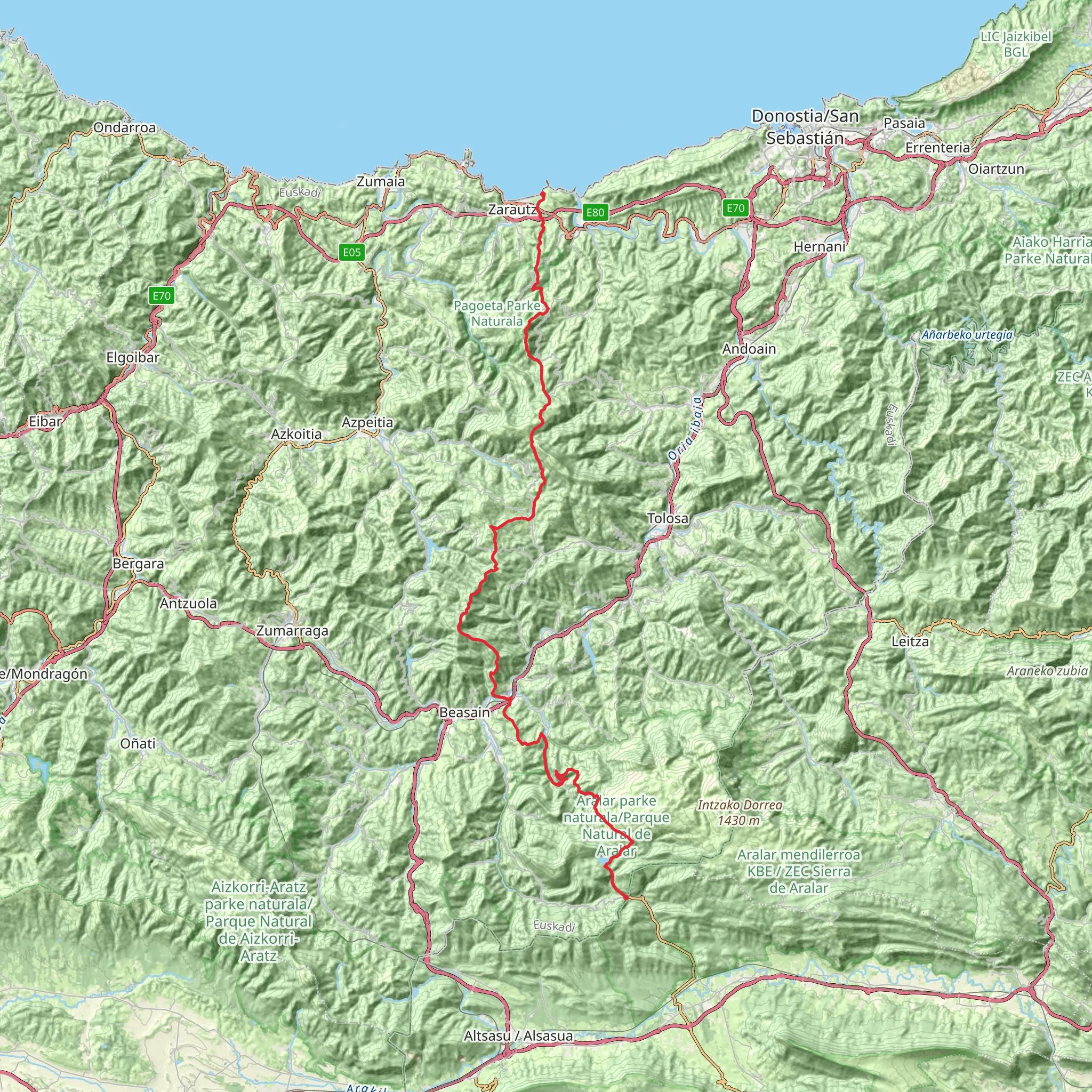 GR 35 - Paths of Transhumance Aralar-Coast mobile static map