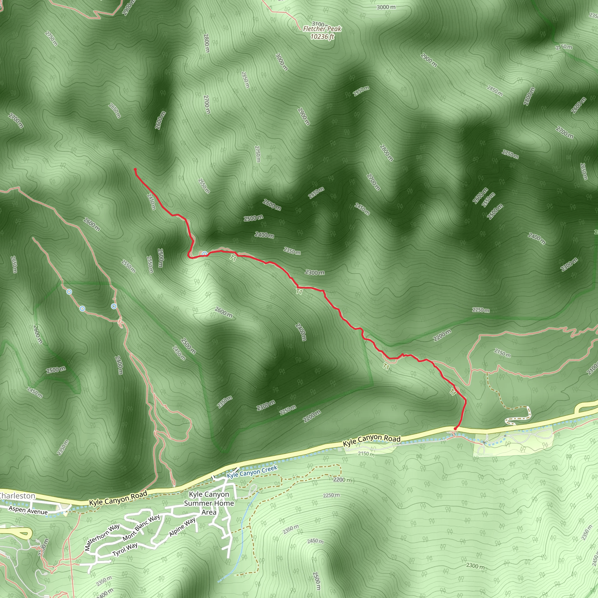 Fletcher Canyon Trail mobile static map
