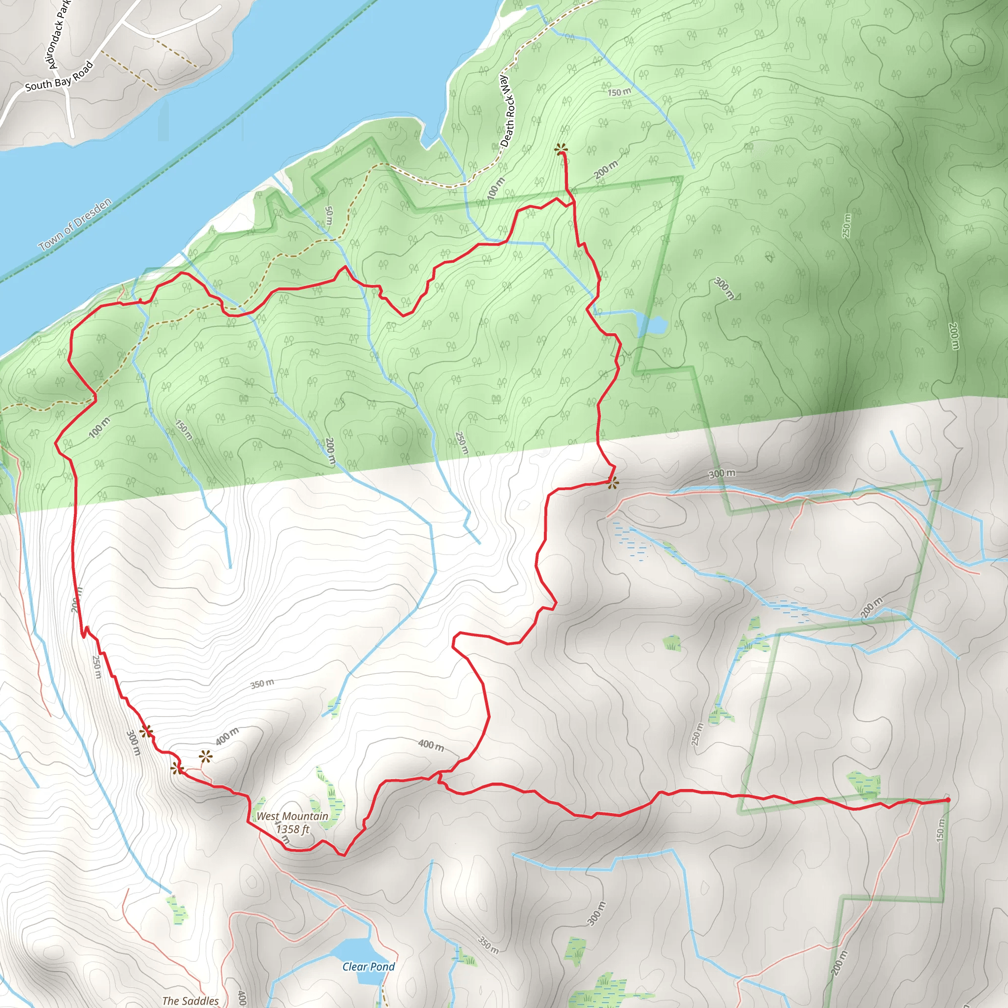 White Trail and West Mountain Loop Trail mobile static map