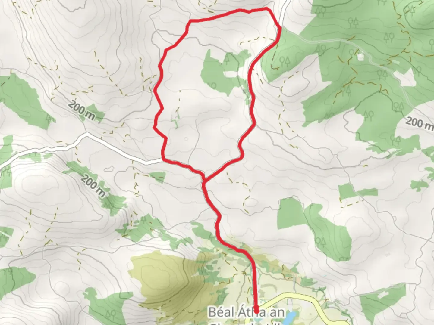 An image depicting the trail Ballingeary Loops – Cahir Loop and its surrounding area.