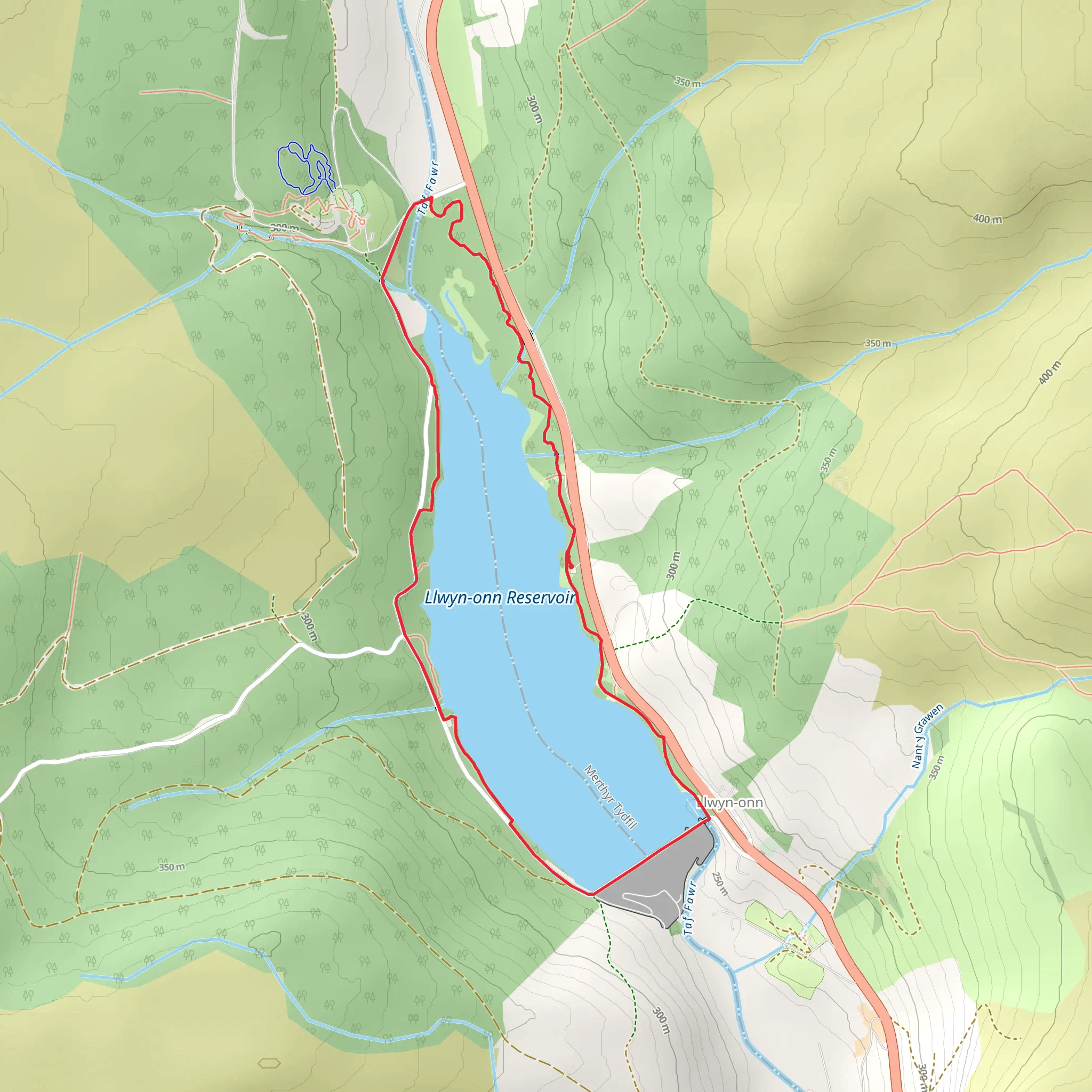 Llwyn-Onn Reservoir mobile static map