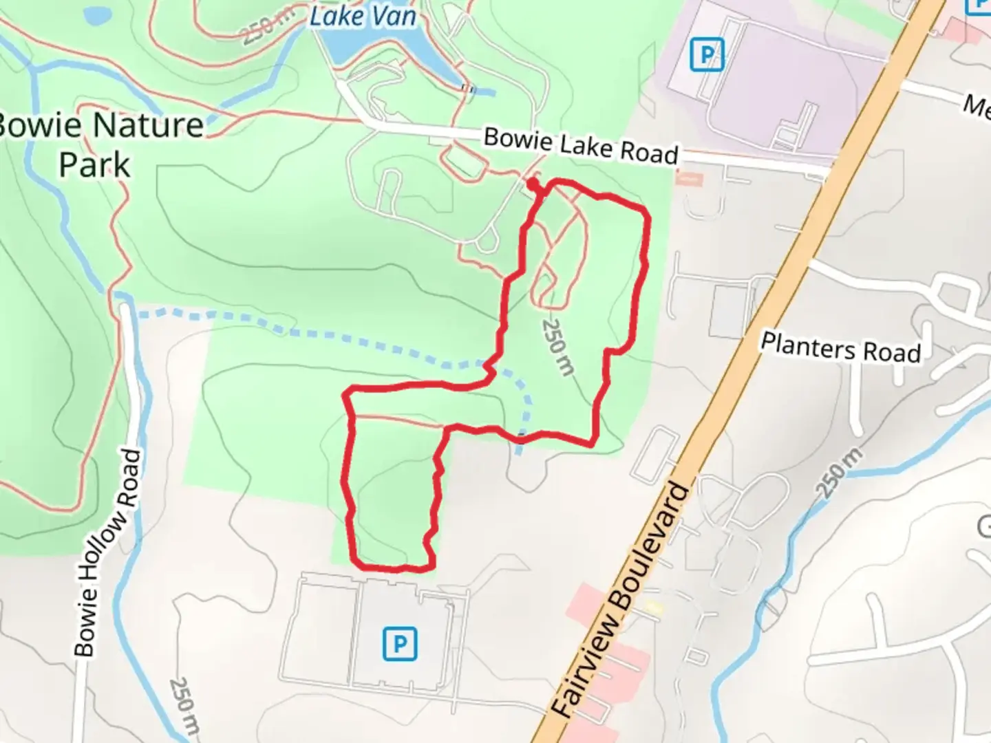 An image depicting the trail Bowie Lake Road Loop and its surrounding area.