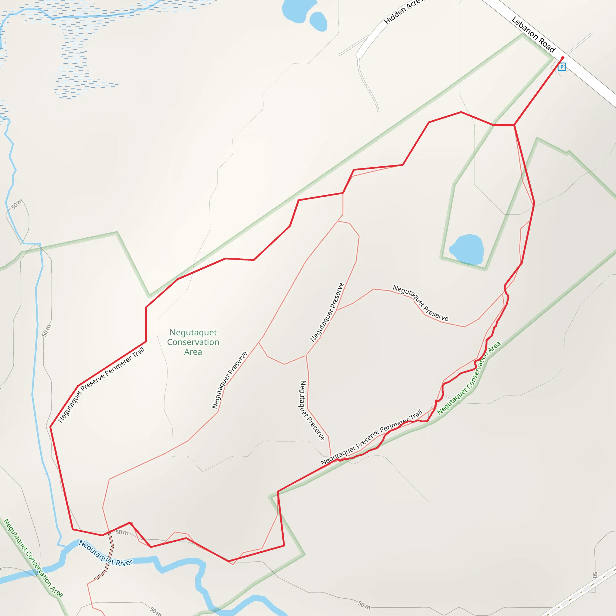 Negutaquet Preserve from Lebanon Road mobile static map