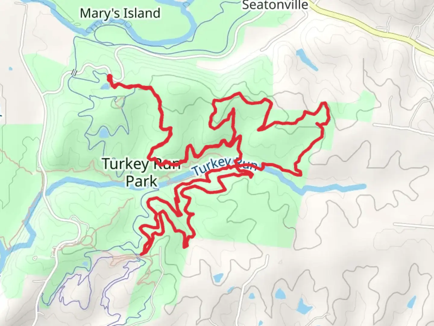 An image depicting the trail Paw-Paw, Chinkapin and Hickory Loop Trail and its surrounding area.