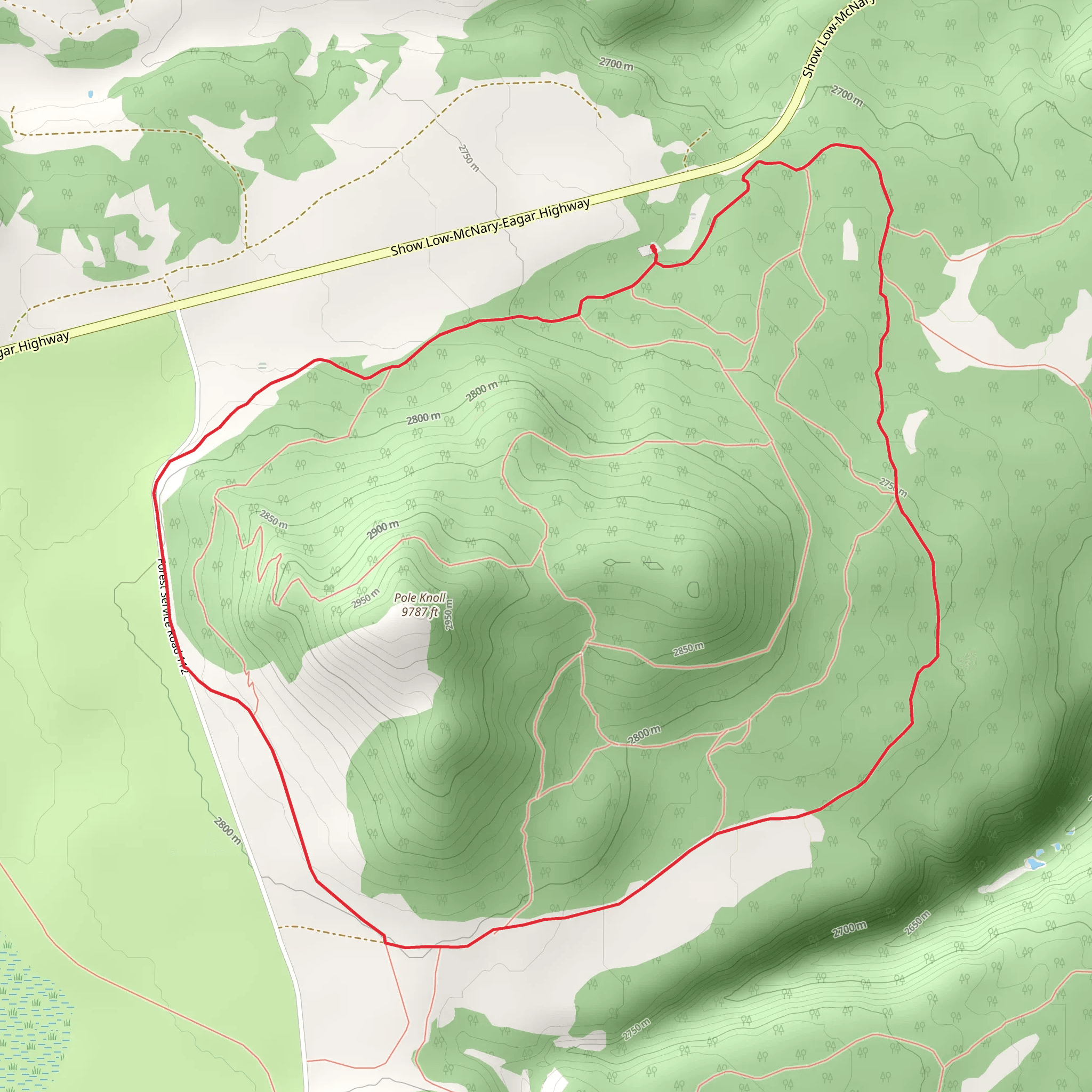 Loop around Pole Knoll mobile static map