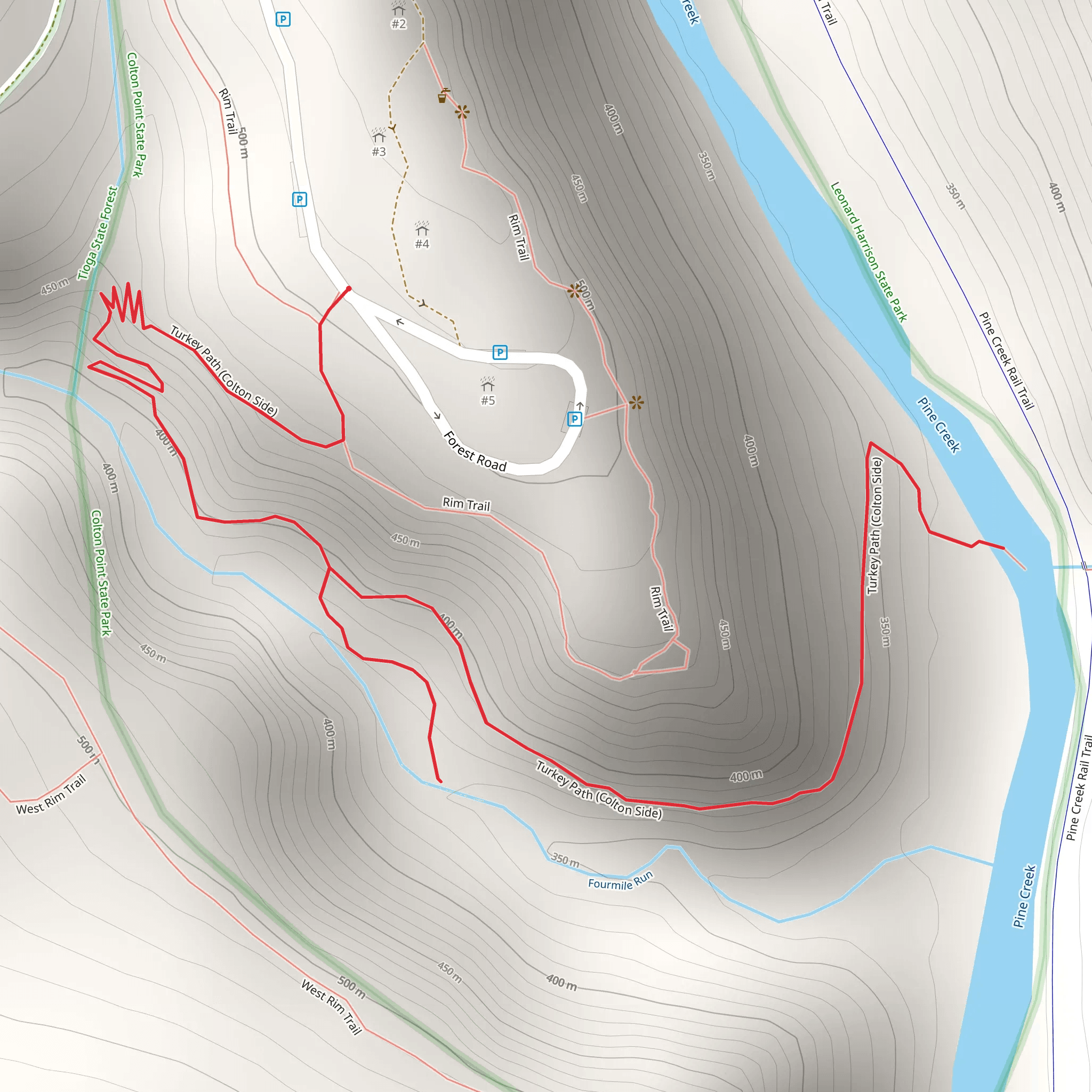Pine creek via Turkey Path mobile static map