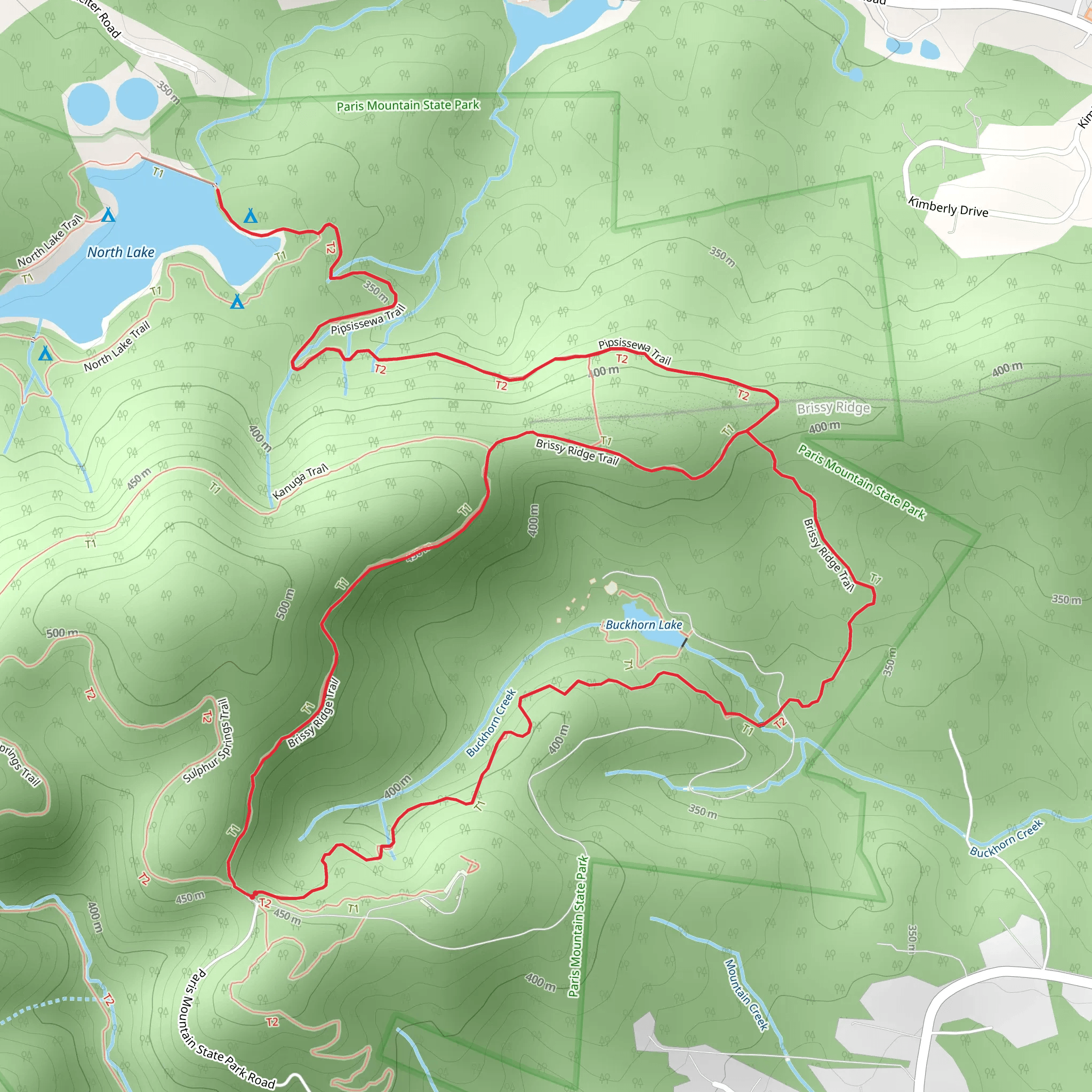 Brissy Ridge Trail, North Lake and Pipsissewa Trail Loop mobile static map