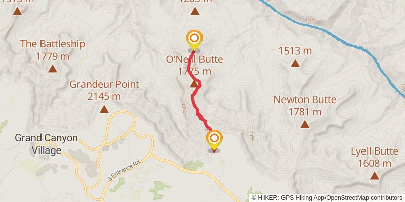 Tonto Trail - Grandview Trail to South Kaibab Trail stage 4 Map
