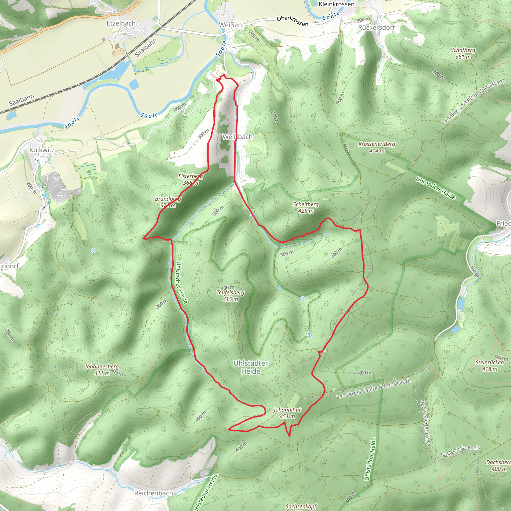 Pfaffensteig and Gelbes Dreieck Uhlstaedter Heide mobile static map
