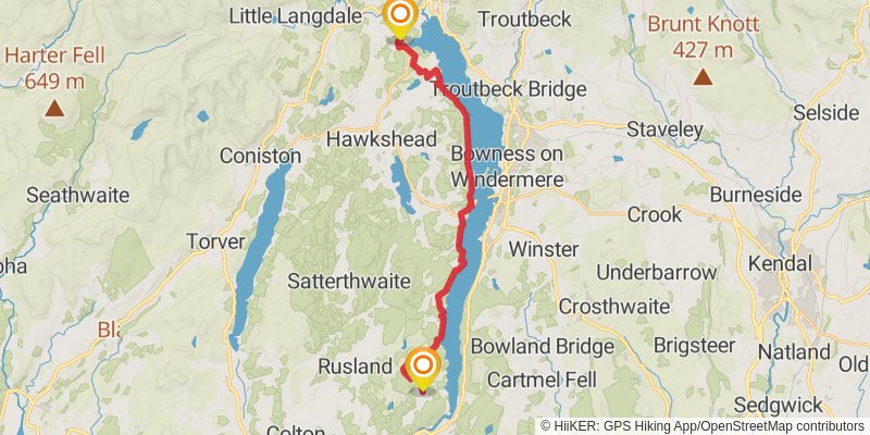 Grange - over - Sands Station to Penrith Station via Great Lakes stage 2 Map