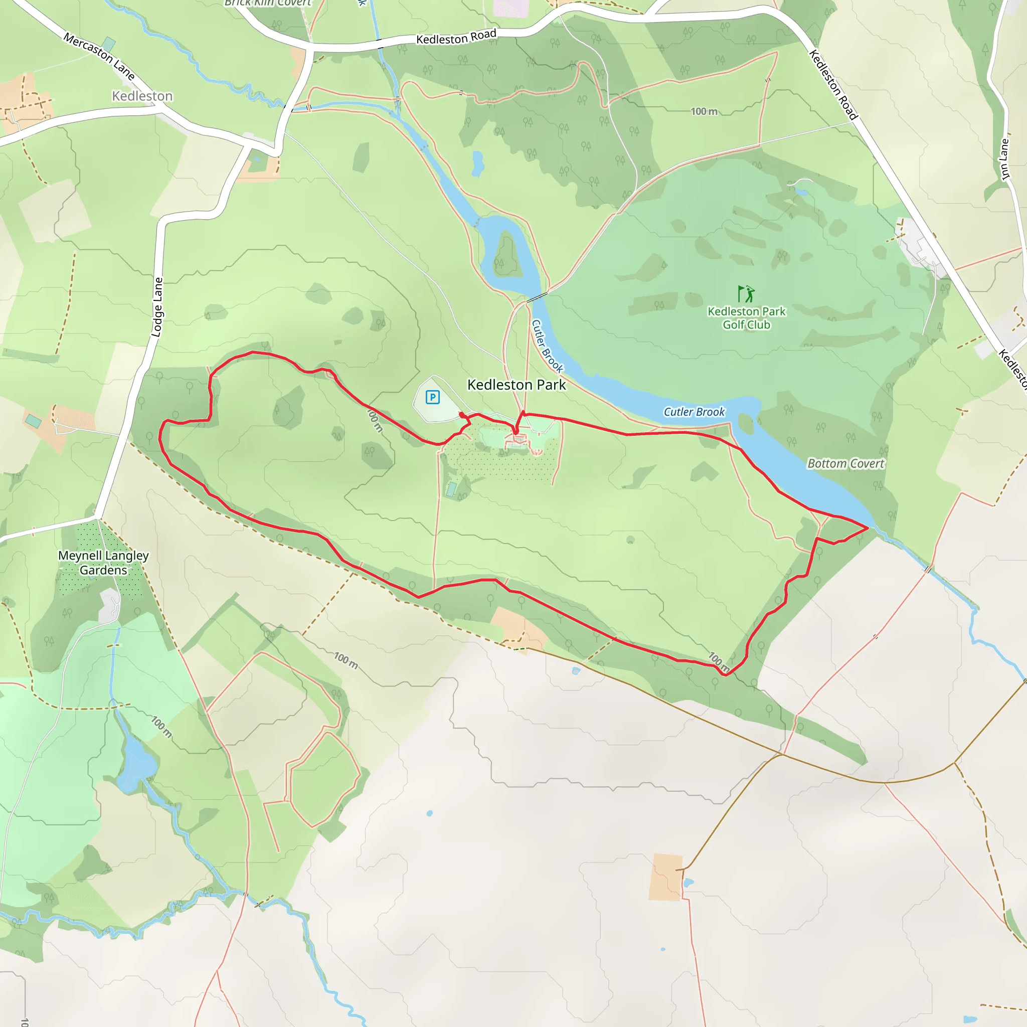 Pleasure Ground Wood and Vicar Wood Loop mobile static map