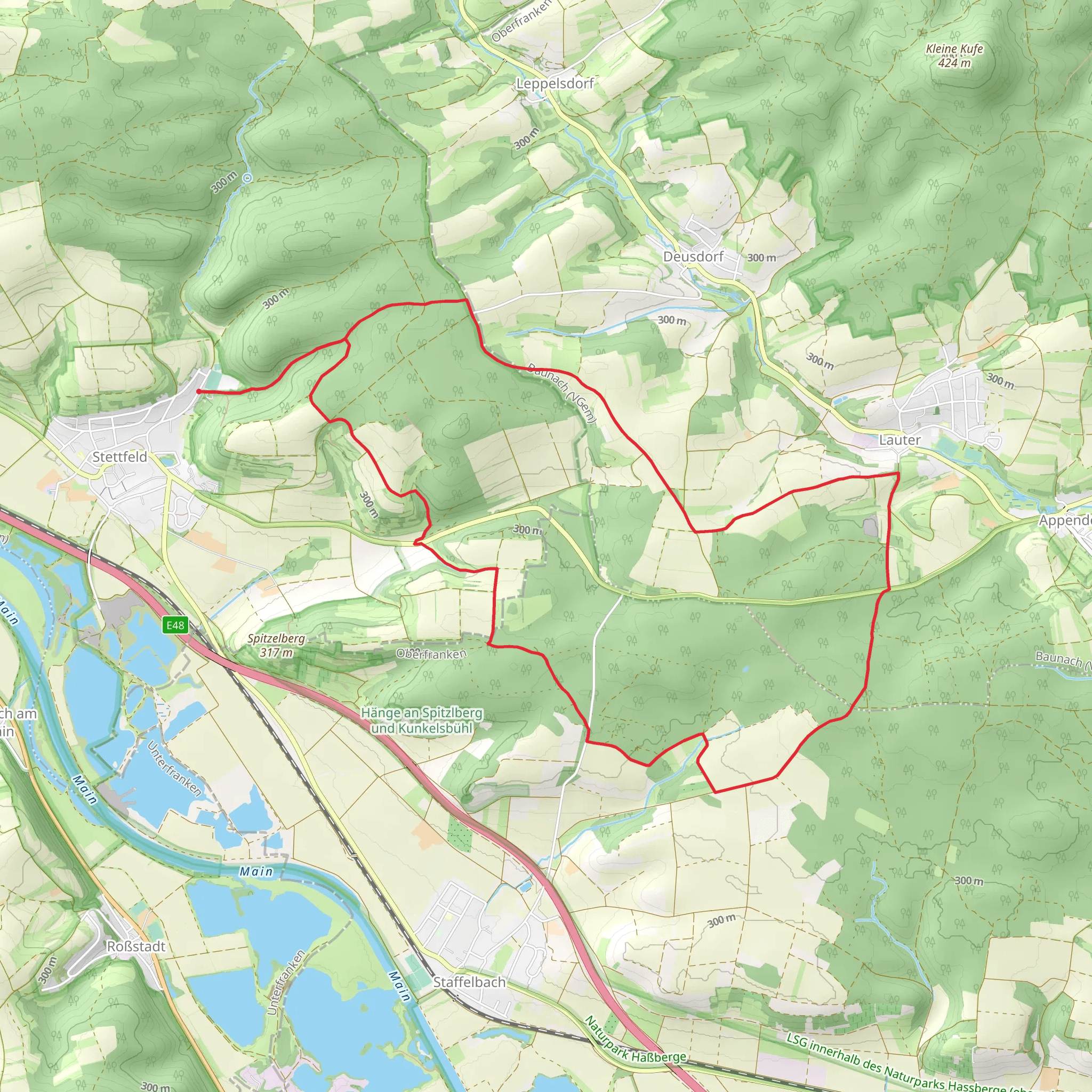 Rundwanderweg Fasan Stettfeld and Mainweg Teil mobile static map