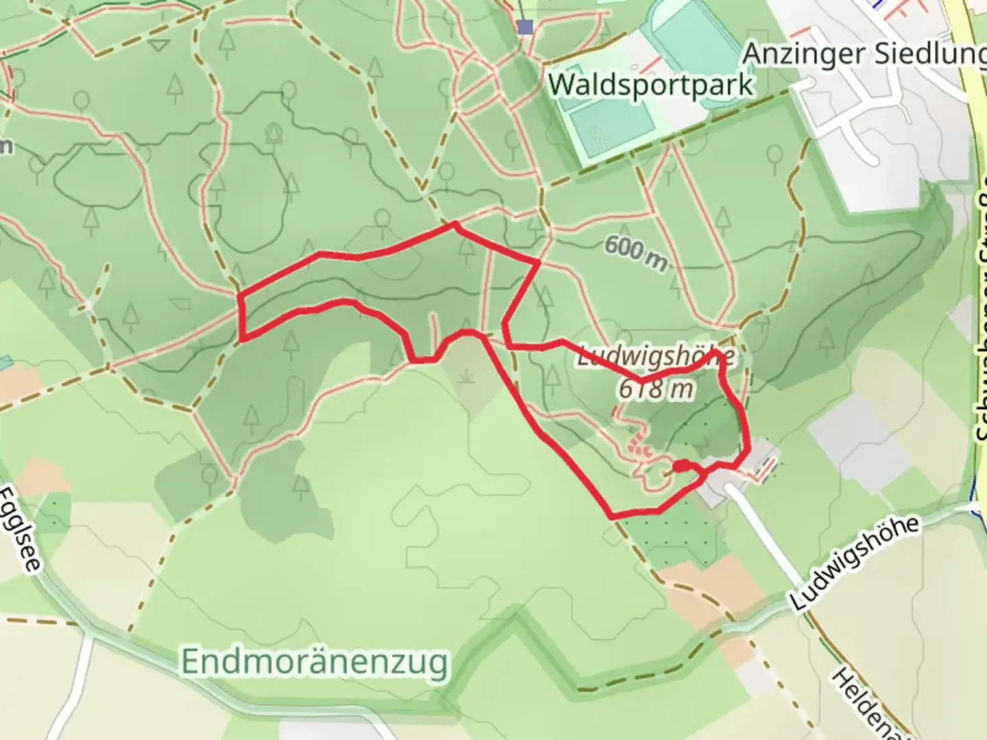 An image depicting the trail Aussichtsturm Ludwigshöhe and Ludwigshöhe Loop and its surrounding area.