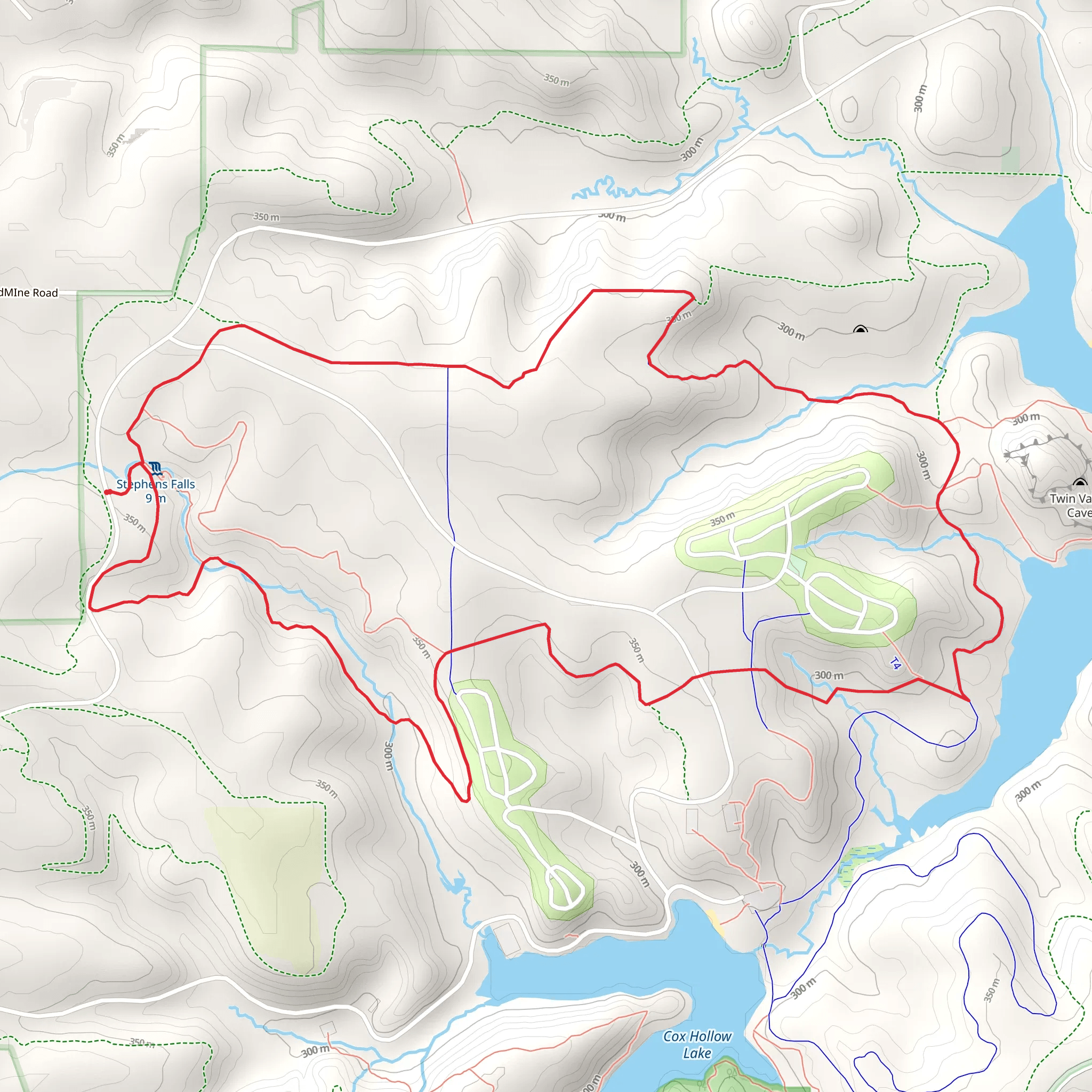 Stephens Falls, Lost Canyon and GoldMIne Loop Trail mobile static map