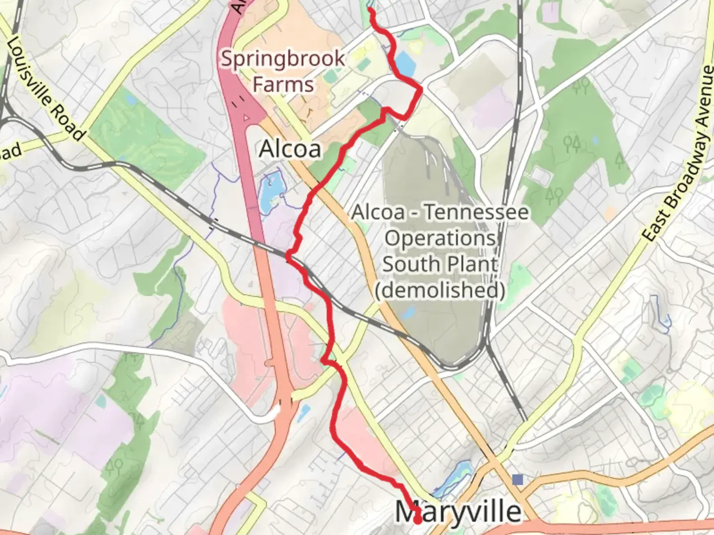 An image depicting the trail Maryville - Alcoa Greenway and its surrounding area.