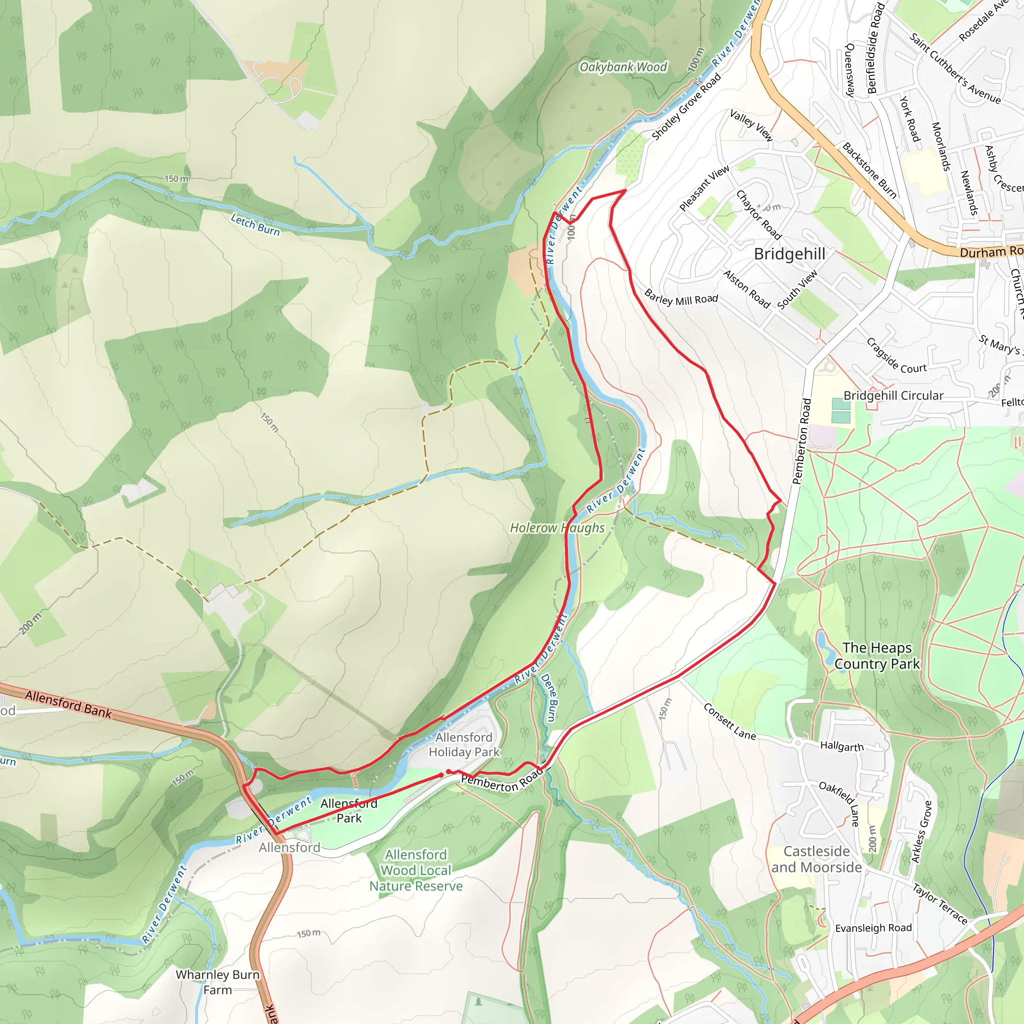 Allensford Country Park Loop mobile static map